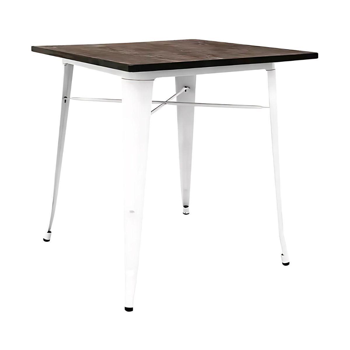 Mesa Tolix 60x60x75 cm Base Madera Oscura- Blanca-2