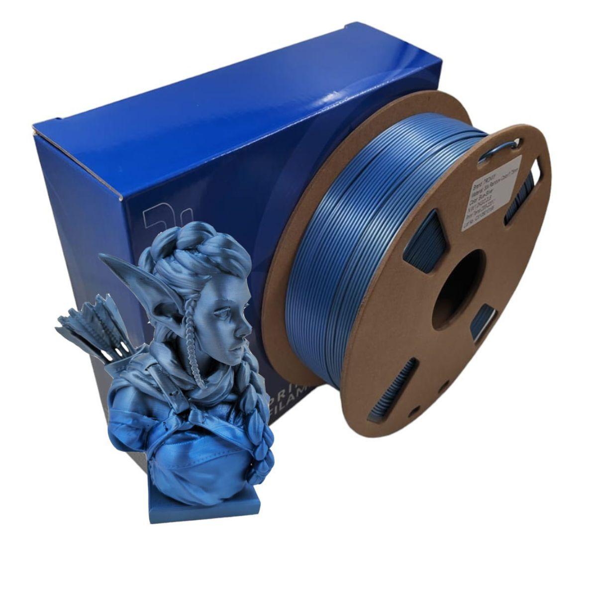 Filamento 3d Pla Seda Arcoiris Tronxy De 1.75mm Y 1kg-  BLUE/SILVER-0