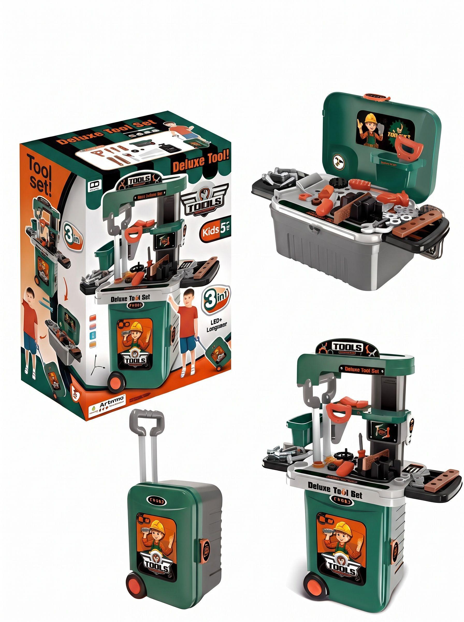 Set Herramientas, 3 En 1 Banco De Trabajo, Juguetes Niños-2