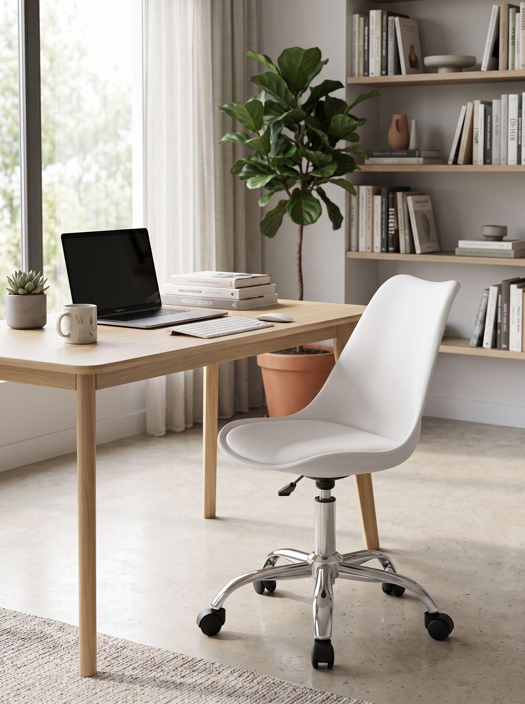 Silla Tulip Ejecutiva Blanca Con Ruedas Escritorio Ofic-3