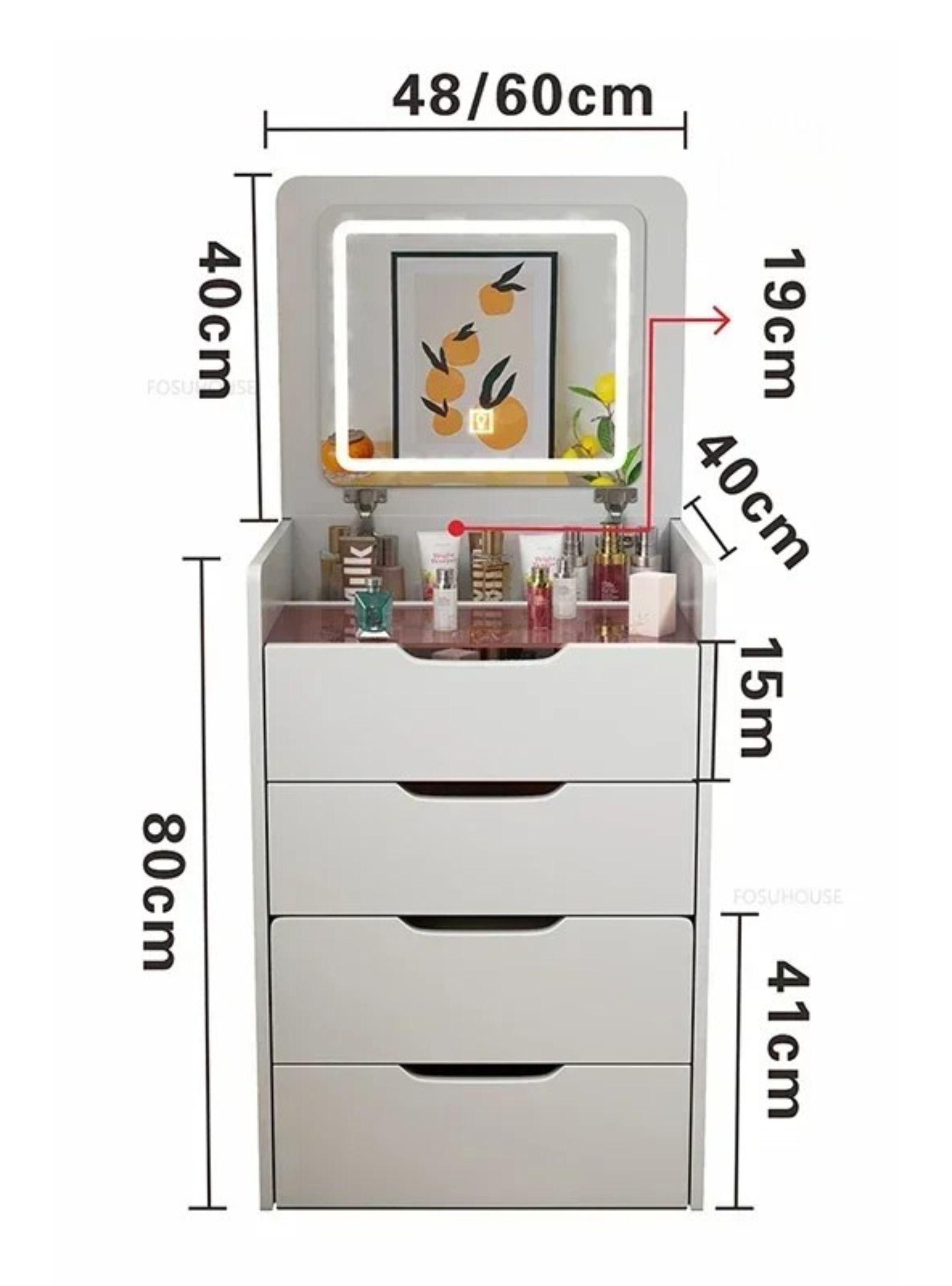 Tocador 3 en 1 con Taburete y Luz LED-4