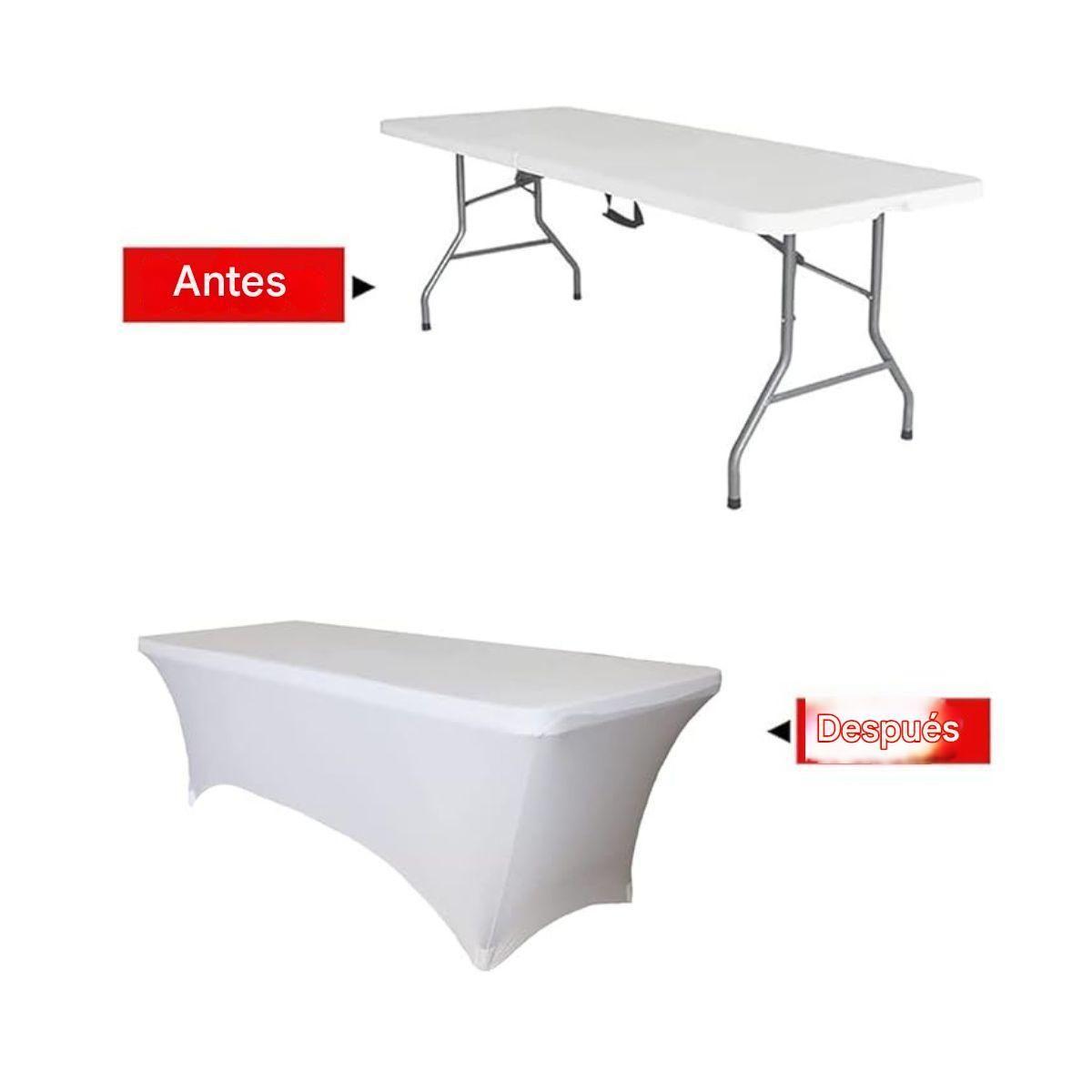 Mantel Forro En Spandex Para Mesa Plegable 1.80 Mts- Blanco-2
