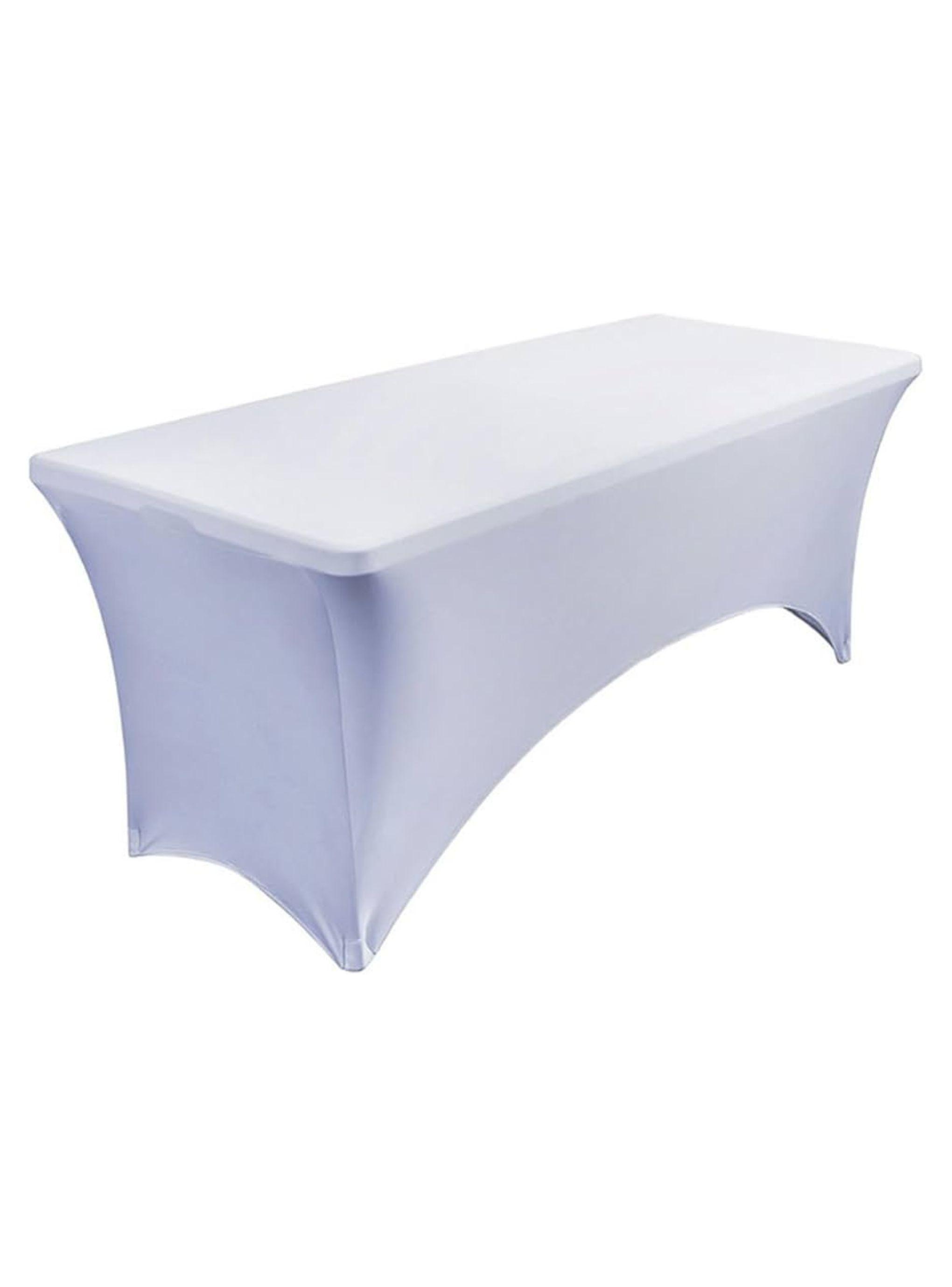 Mantel Forro En Spandex Para Mesa Plegable 1.80 Mts- Blanco-0