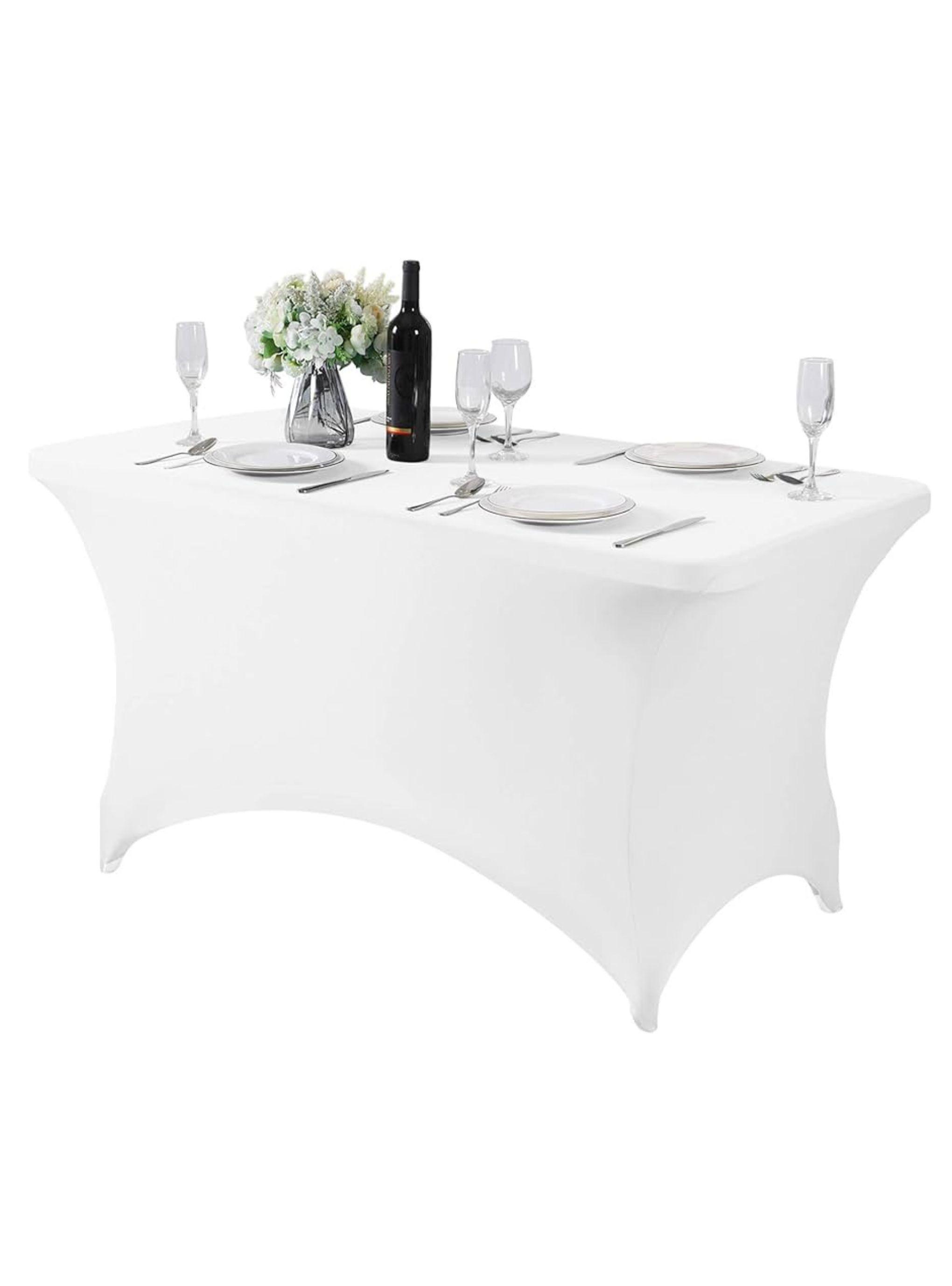Mantel Forro En Spandex Para Mesa Plegable 1.80 Mts- Blanco-1
