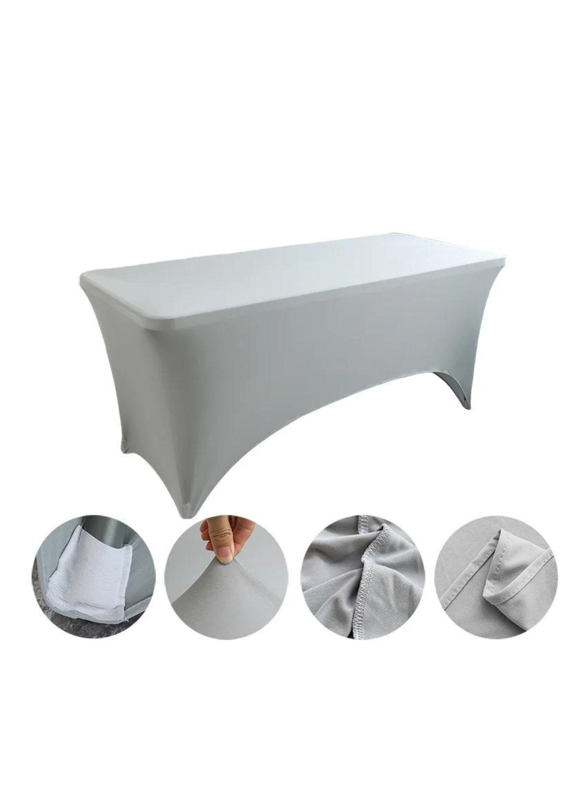 Mantel Forro En Spandex Para Mesa Plegable 1.80 Mts- Blanco-2