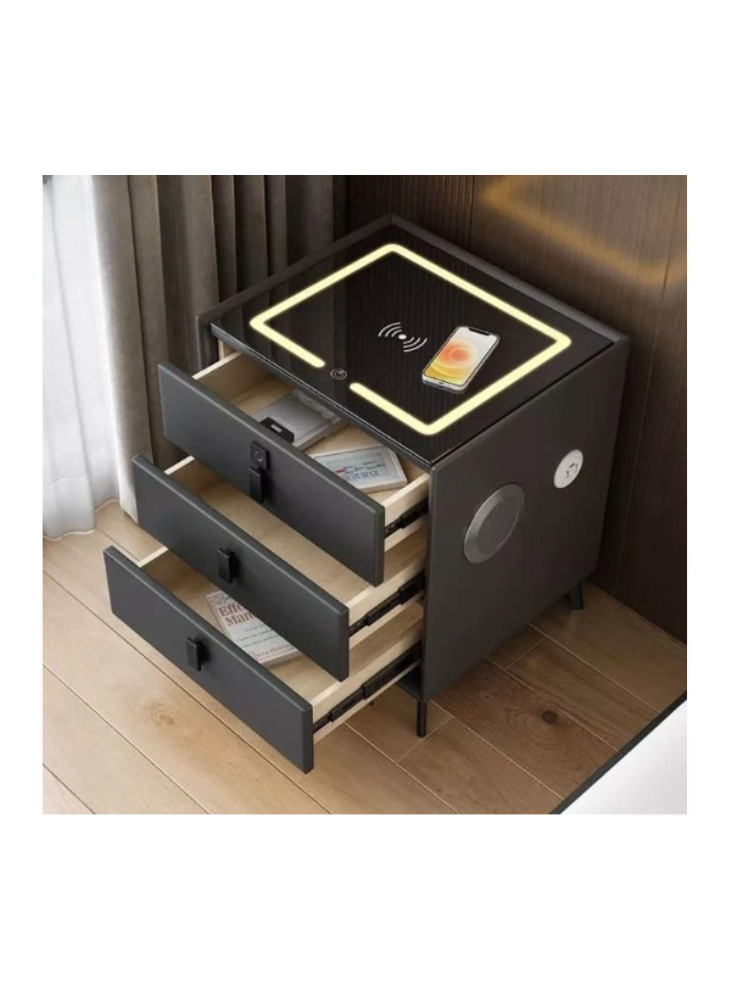 Velador Inteligente Carga Inalámbrica Bluetooth Luz- Gris-2