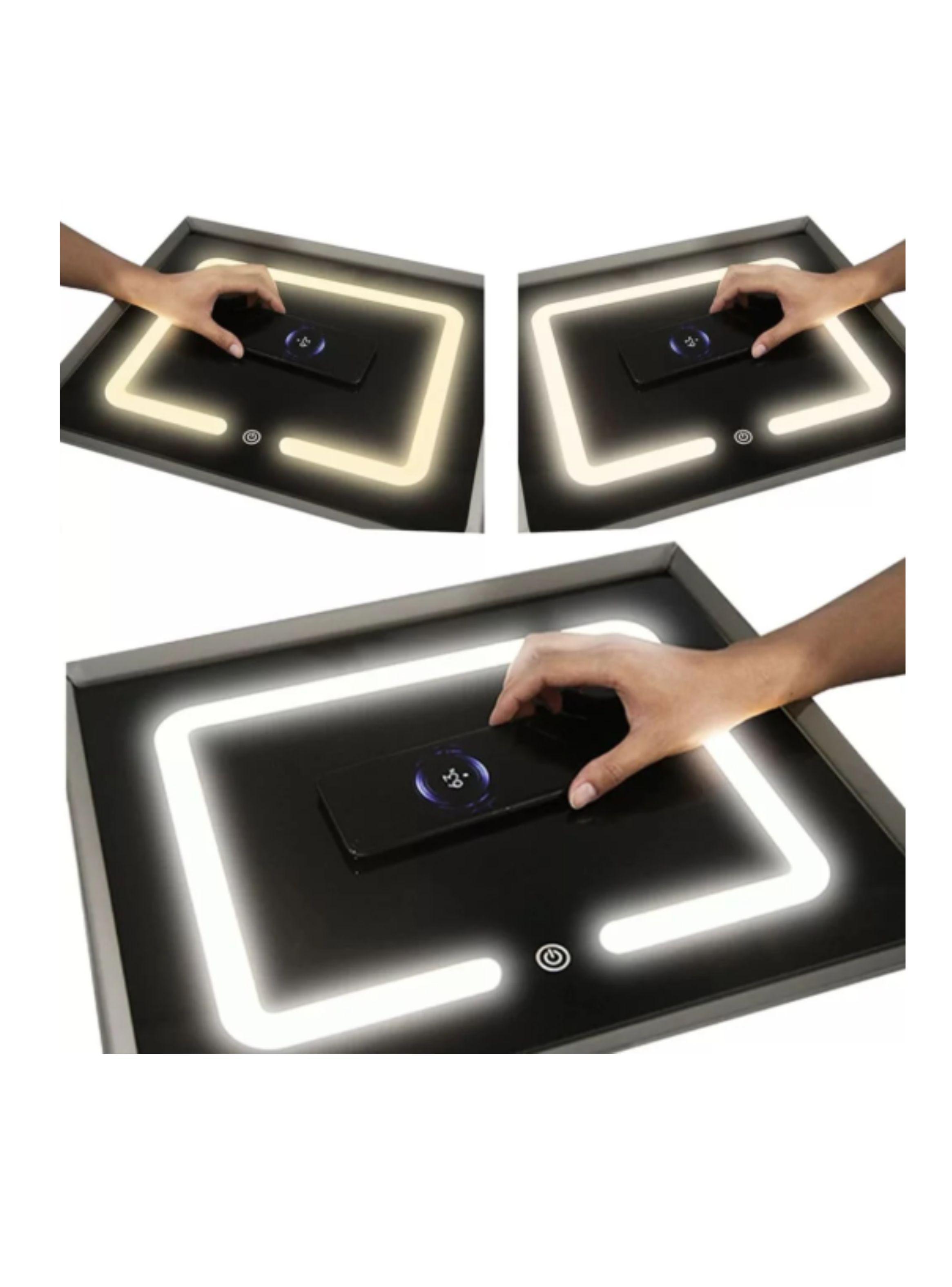 Velador Inteligente Carga Inalámbrica Bluetooth Luz- Gris-4