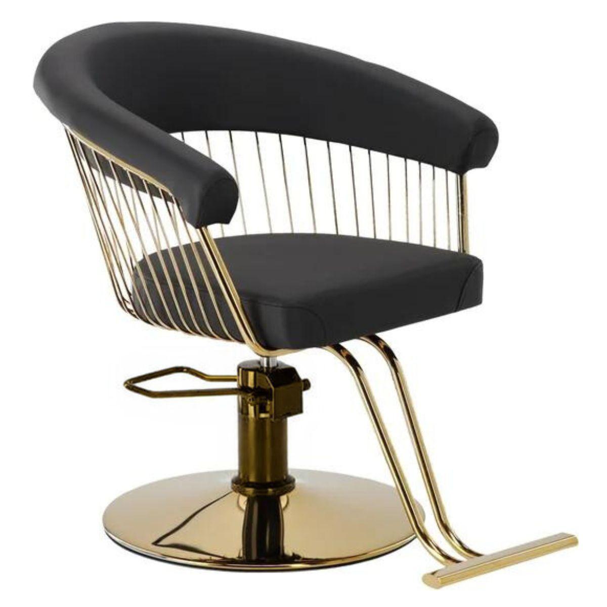 Silla Peluquería Palace Negra y Dorada-2