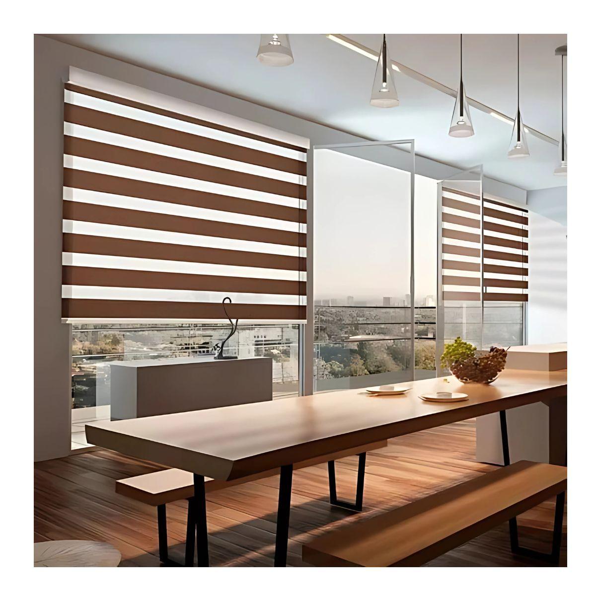 Cortina Roller Zebra Blackout 90x240cm - Café-2