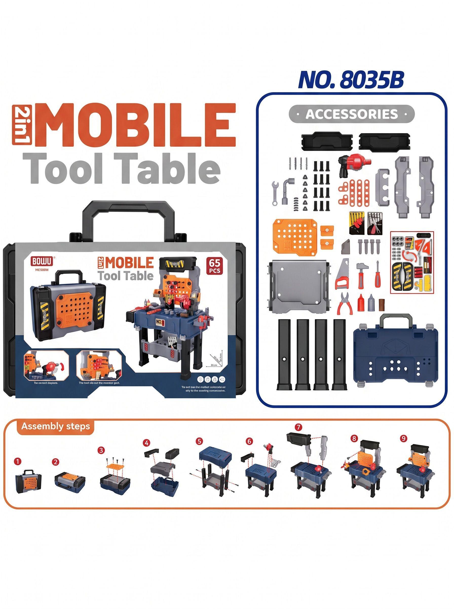 Juego Mesa de Herramientas Kids Tool 78 Psc- 8802-3