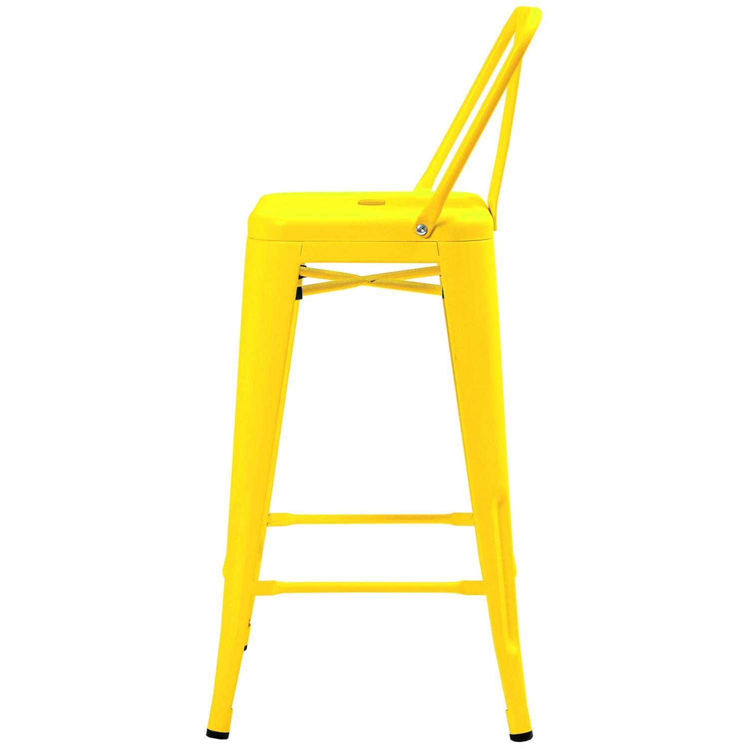 Pack 4 Pisos Taburetes Tolix 66 Cm Base Madera Oscura- Amarillo-2