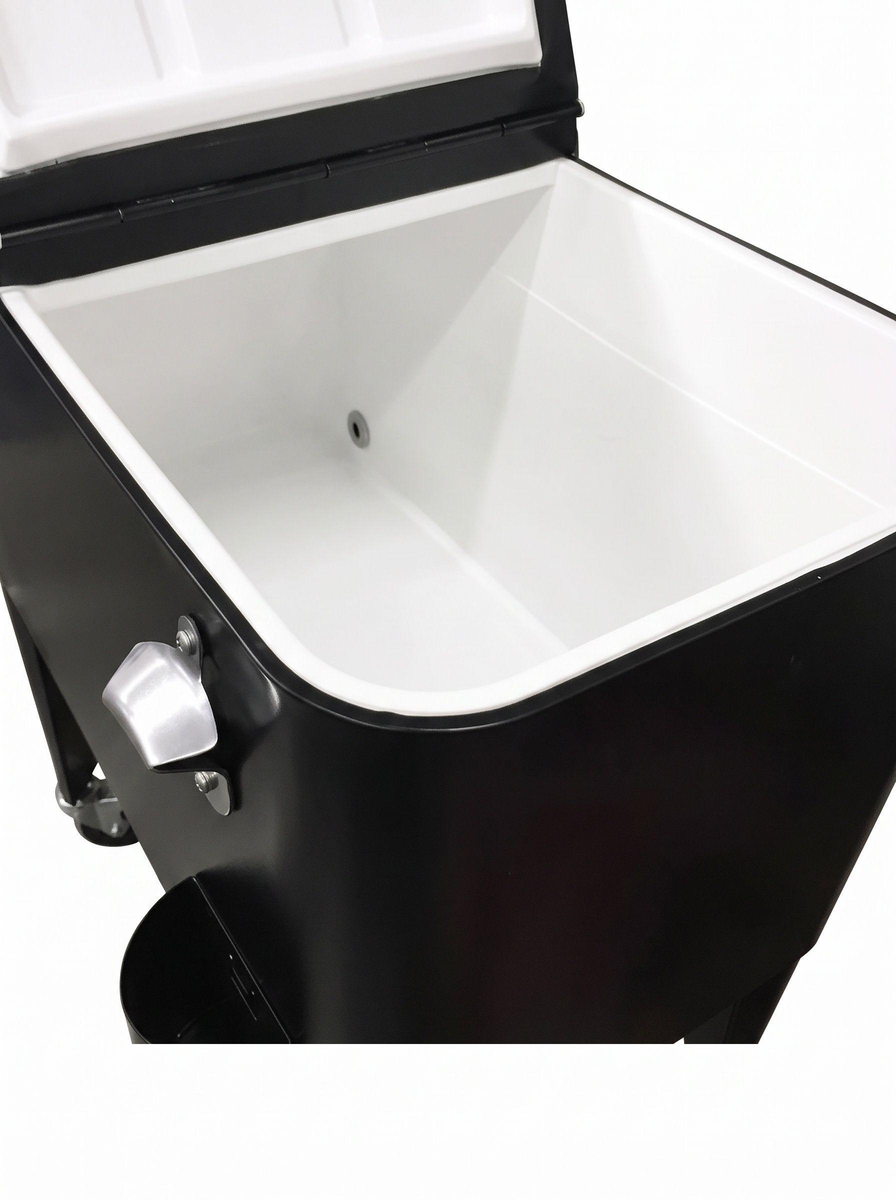Cooler Retro Metálico Negro Con Manilla Y Ruedas 60 Litros-3