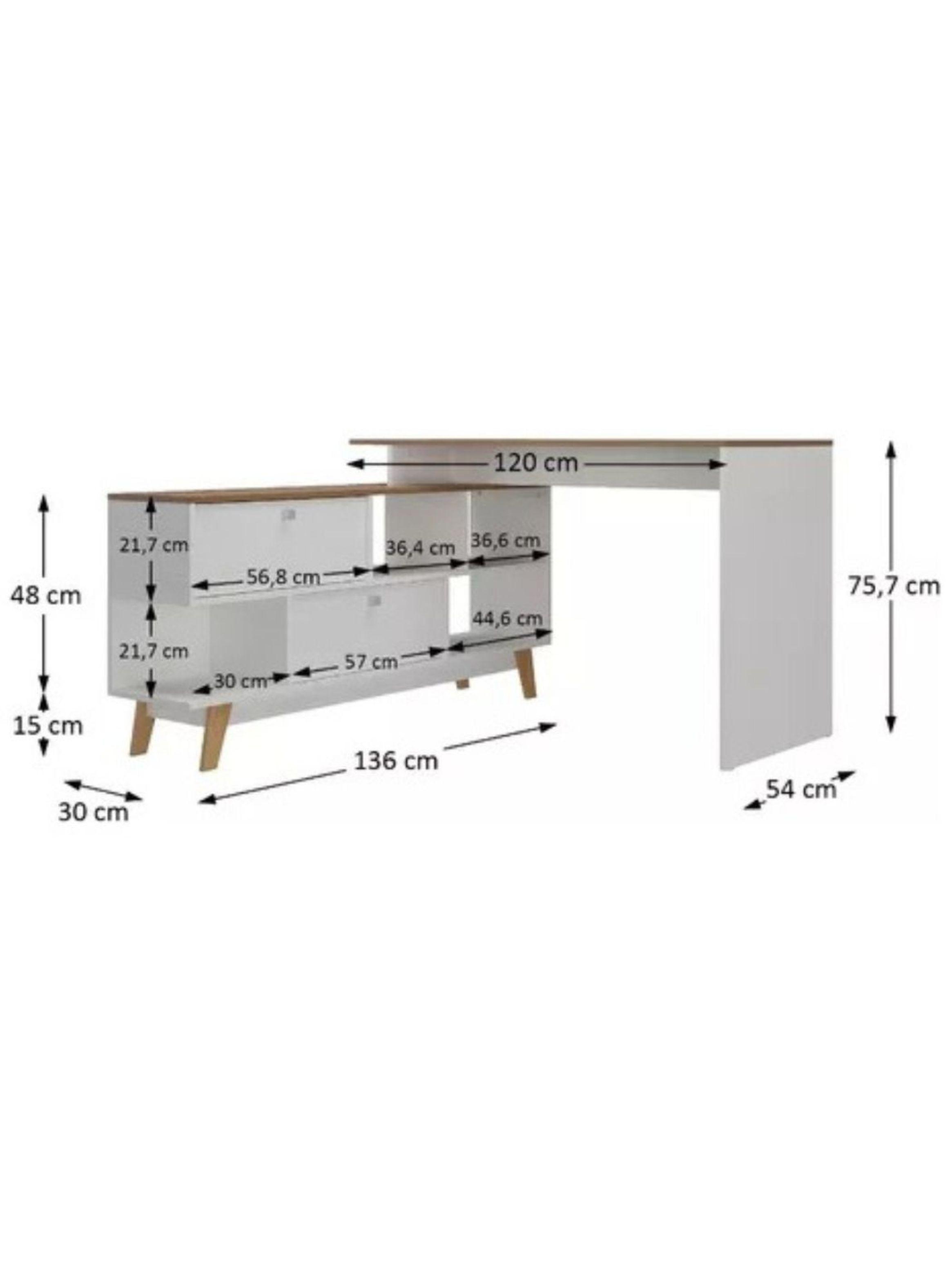 Escritorio Apolo Esquinero 4 Estantes 2 Cajones Y Repisa-3