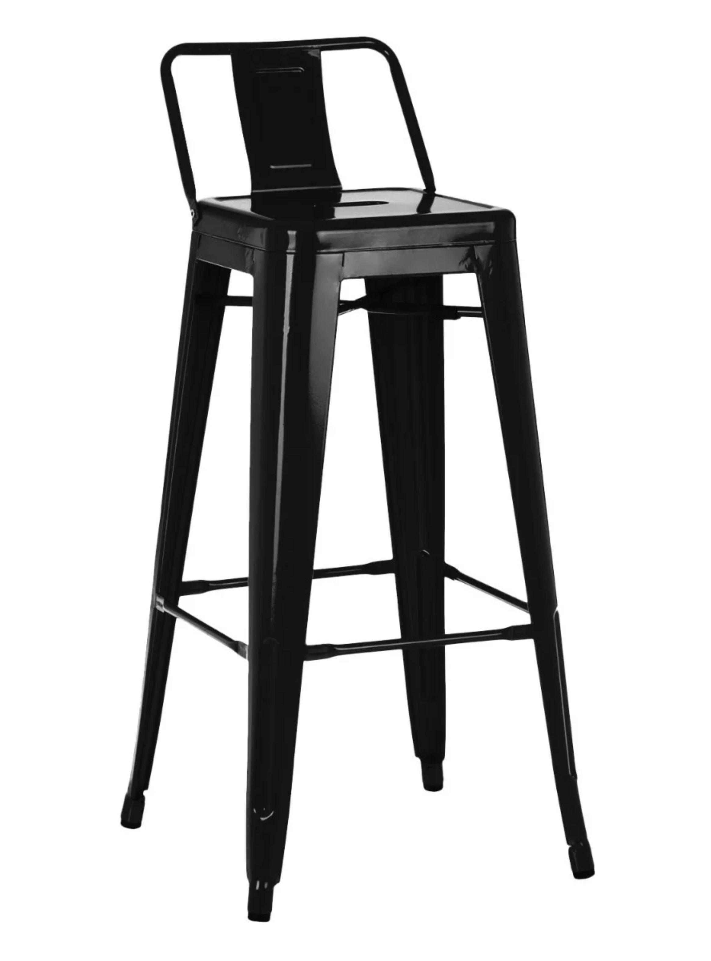 Pack 4 Pisos Taburetes Tolix, 77 Cm Respaldo Bajo- Negro-0