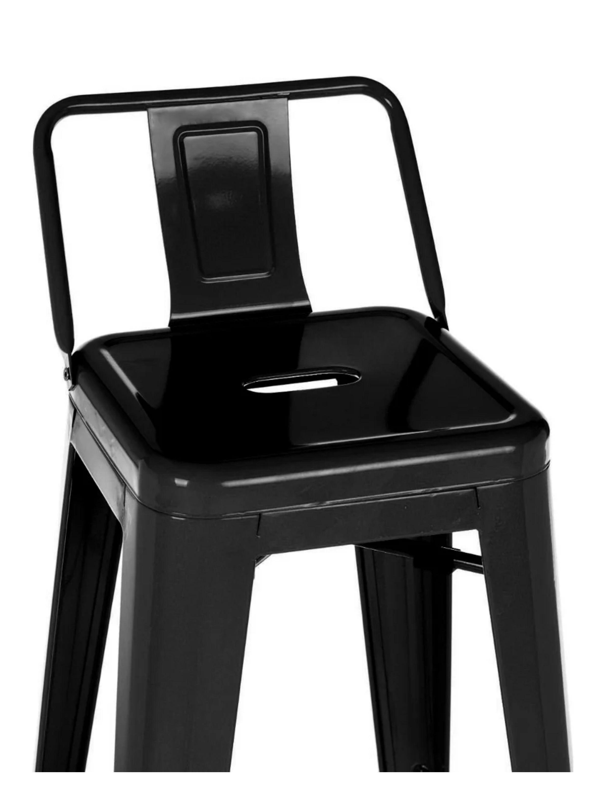 Pack 4 Pisos Taburetes Tolix, 77 Cm Respaldo Bajo- Negro-1