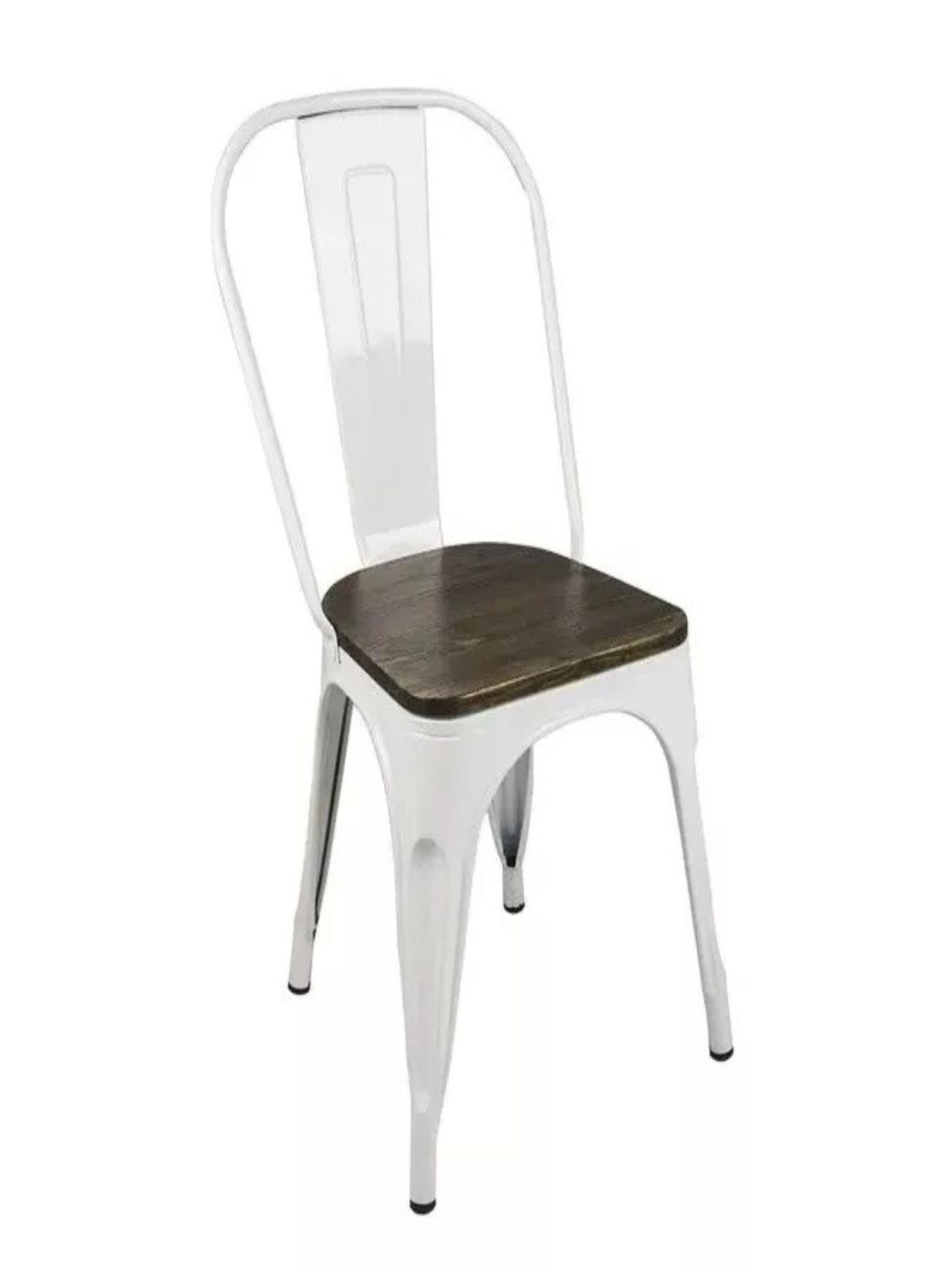 Pack 4 Sillas/ Tolix Base De Madera/ Blancas/ Comedor/-1