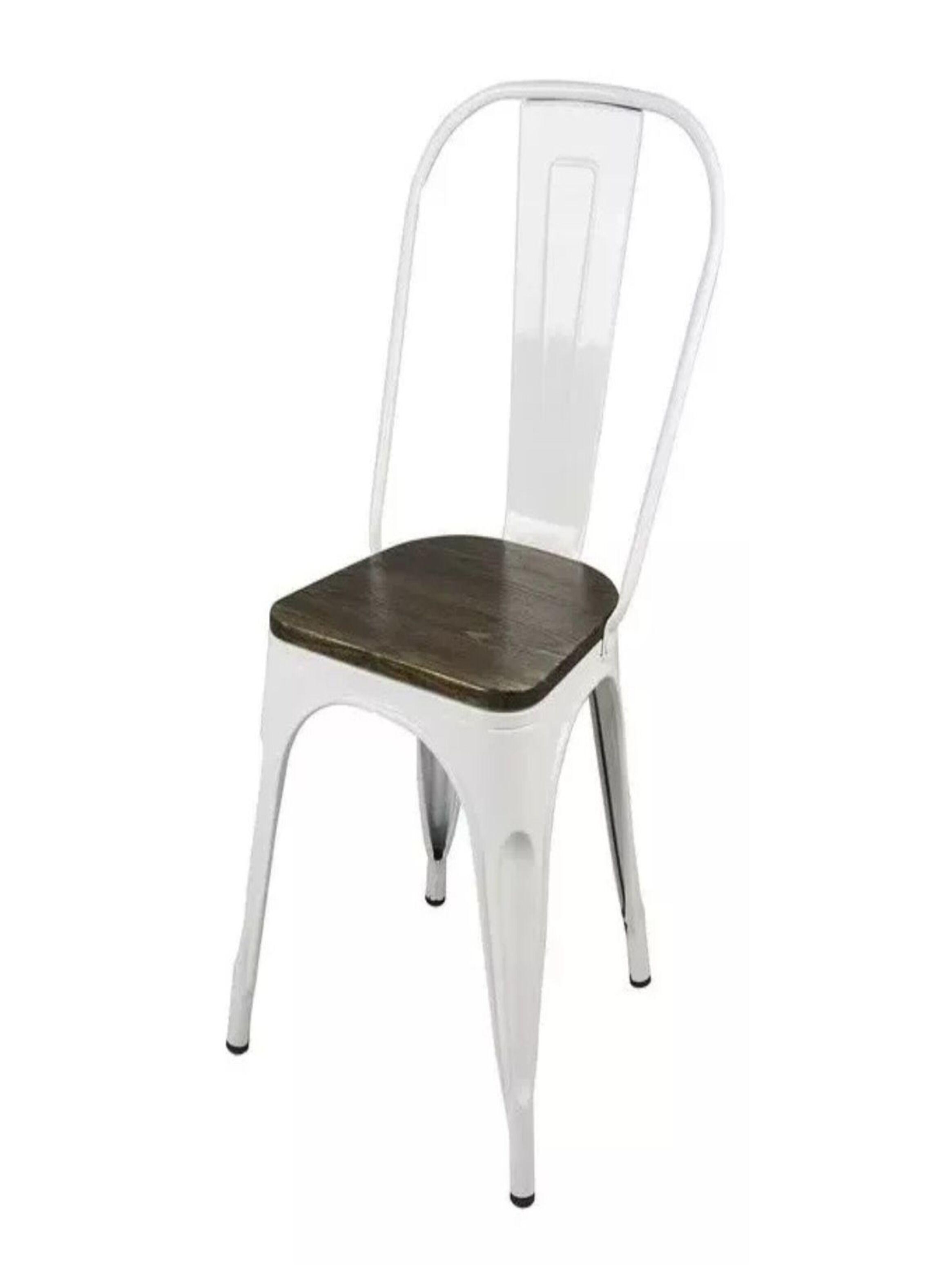 Pack 4 Sillas/ Tolix Base De Madera/ Blancas/ Comedor/-2