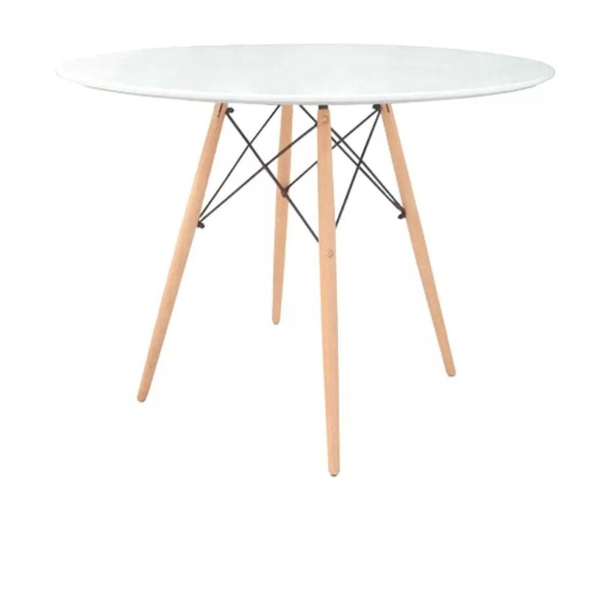 Mesa Tipo Eames Redonda Blanca 60 CM, Madera, Mueble, Diseño-0