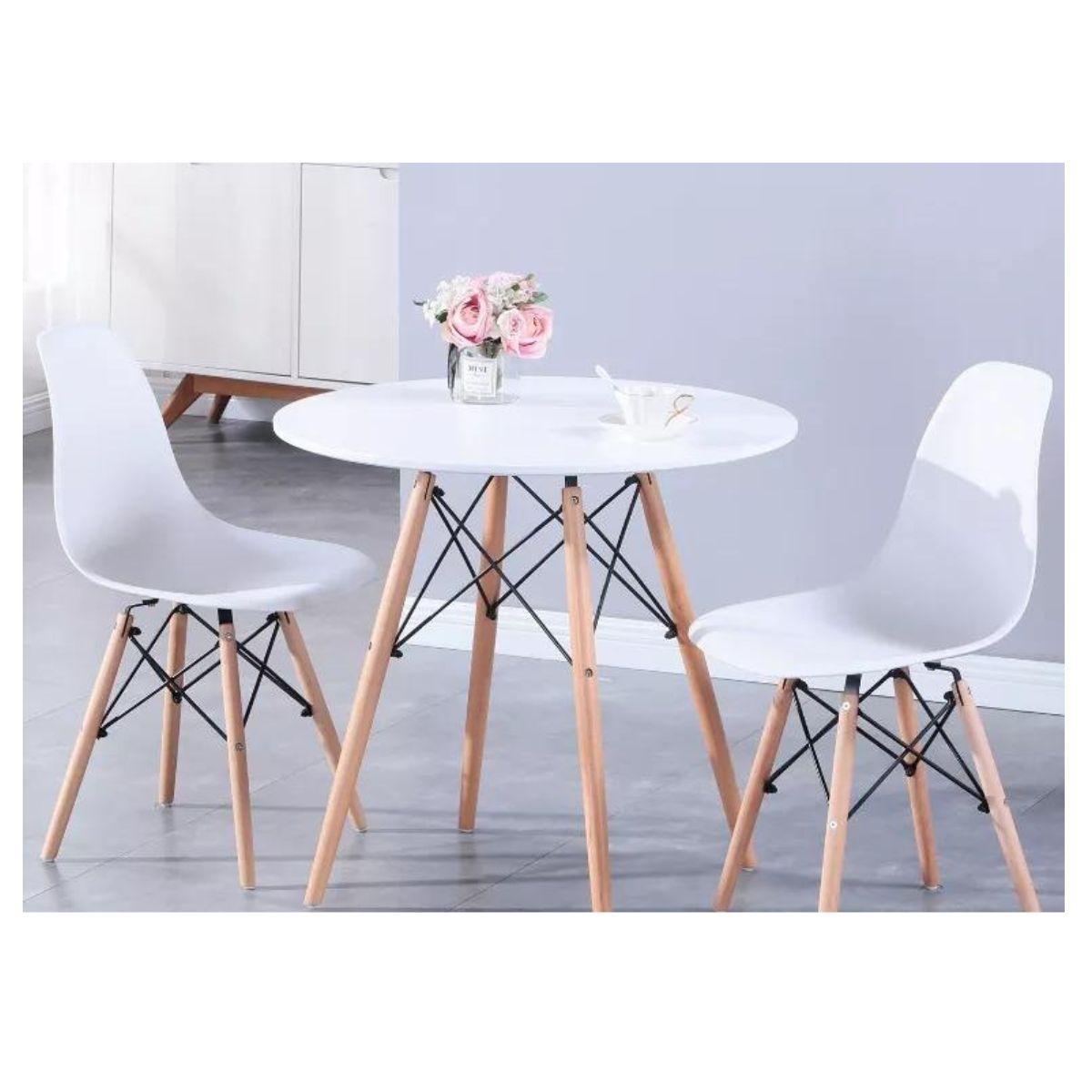 Mesa Tipo Eames Redonda Blanca 60 CM, Madera, Mueble, Diseño-1