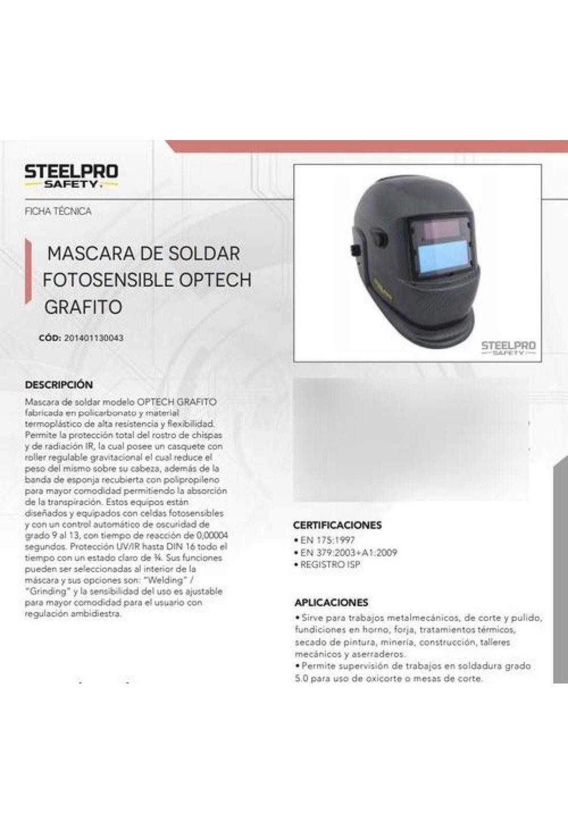 Mascara De Soldar Steelpro Optech Fotosensible Certificada-1