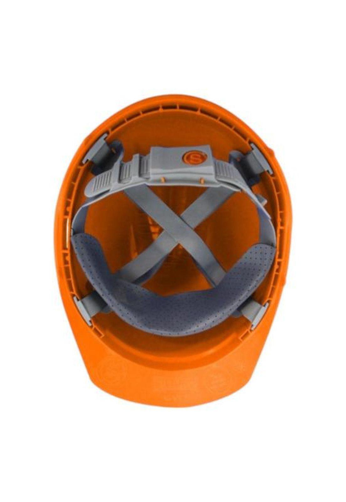 Casco Con Protección Visual Y Auditiva Para Motosierra Color Naranja-2