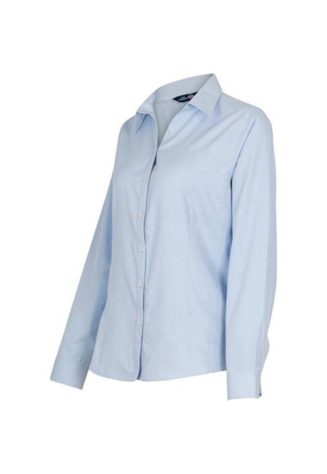Blusa Oxford Light Manga Larga Mujer-3