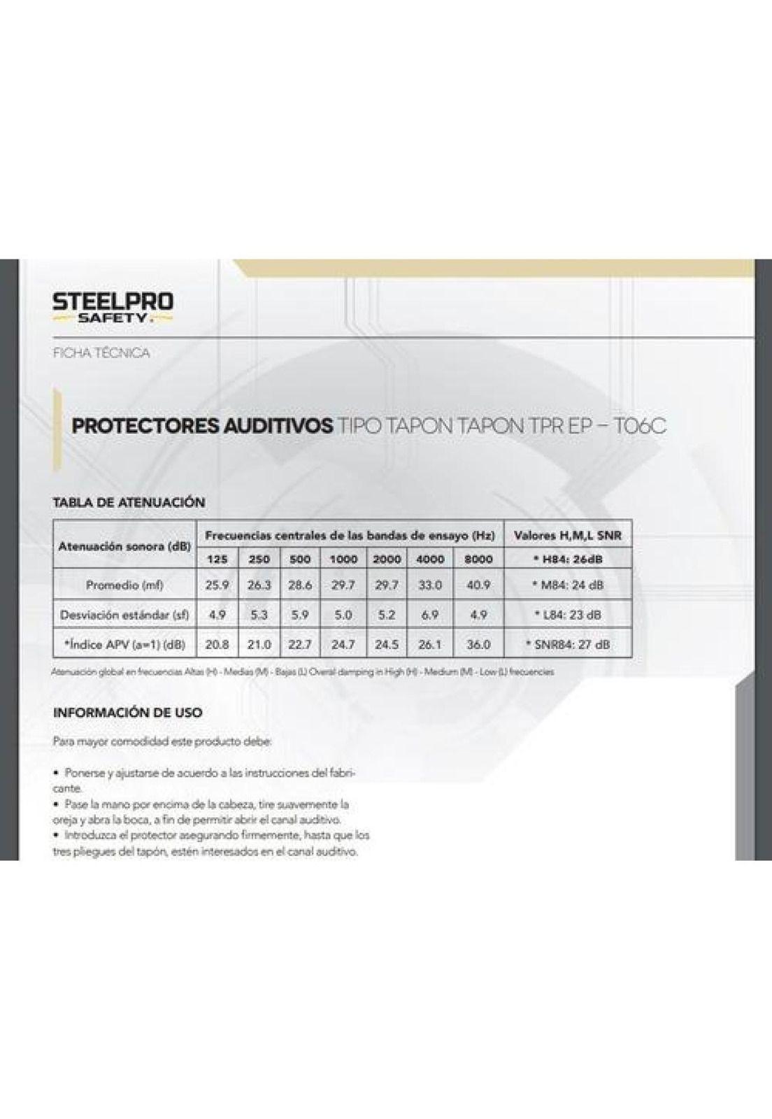 Tapon Auditivo Ep-t06 C/bolsa Higenica 100 Unid-2