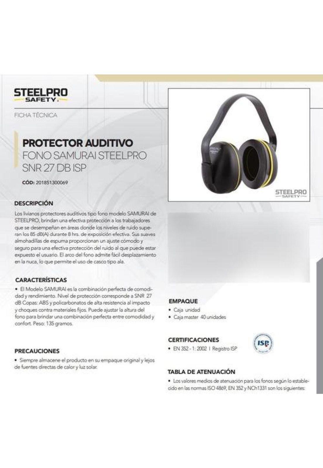 Protector Auditivo Copa Vincha Samurai Steelpro-8