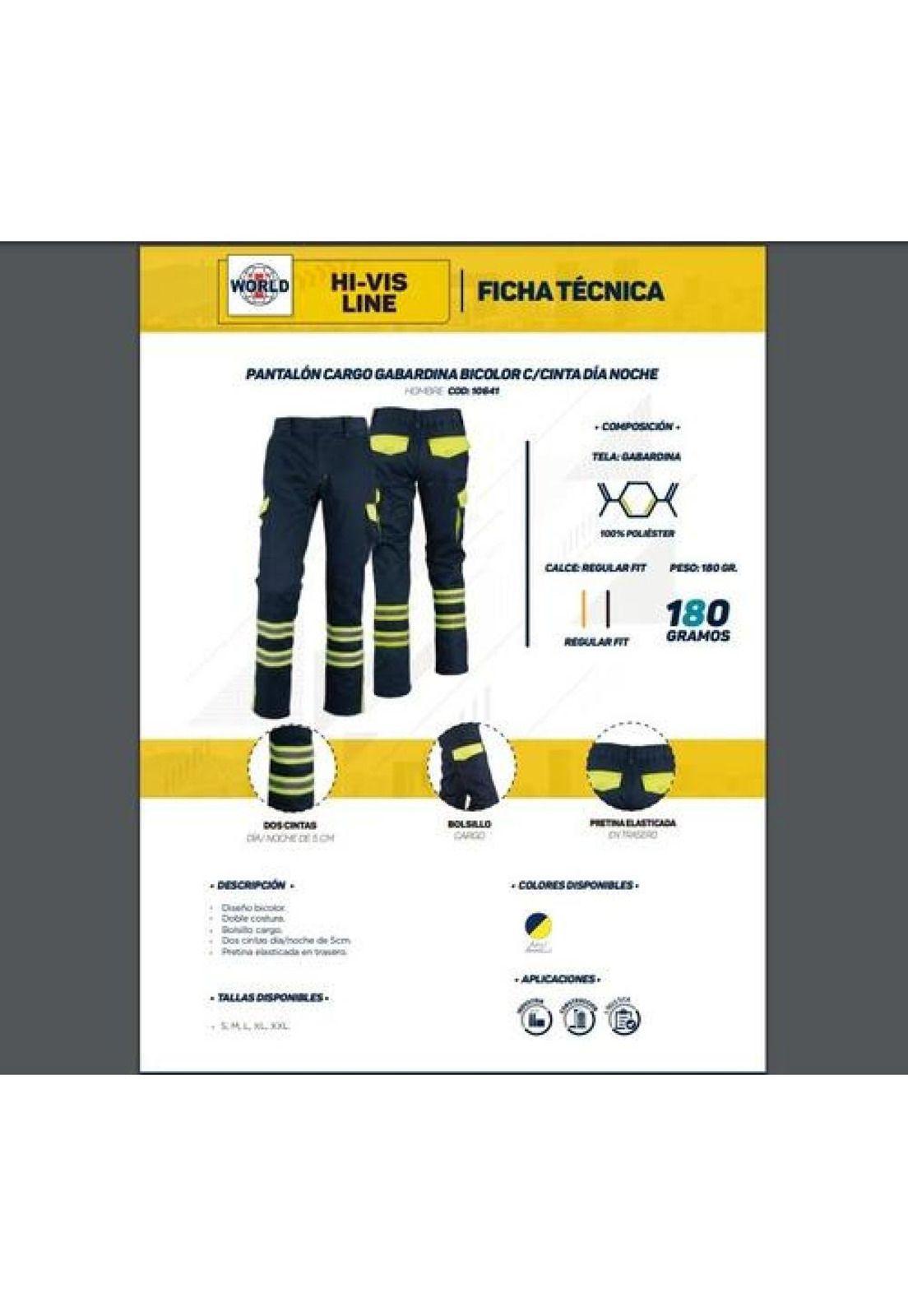 Pantalón Cargo Gabardina Bicolor Con Cinta Reflectante (Diseño de la tela:Gabardina)-4