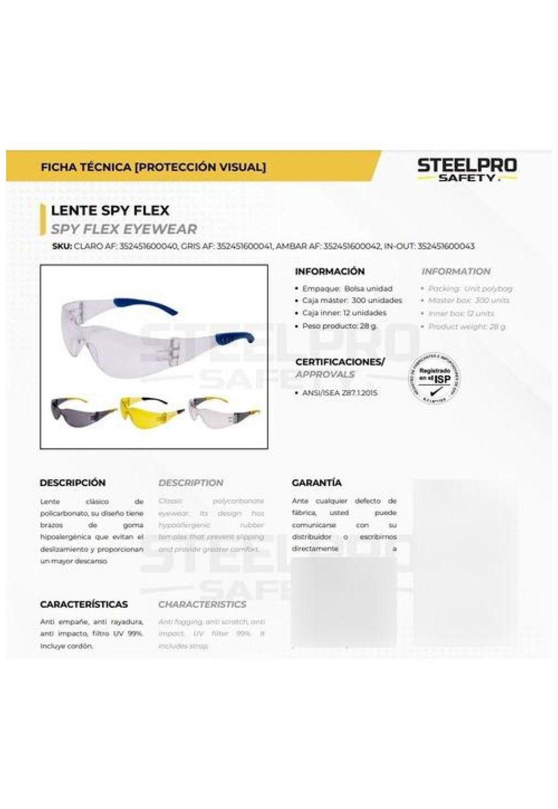 Antiparra Lente Spy Flex Claro/gris/ambar/inout-2