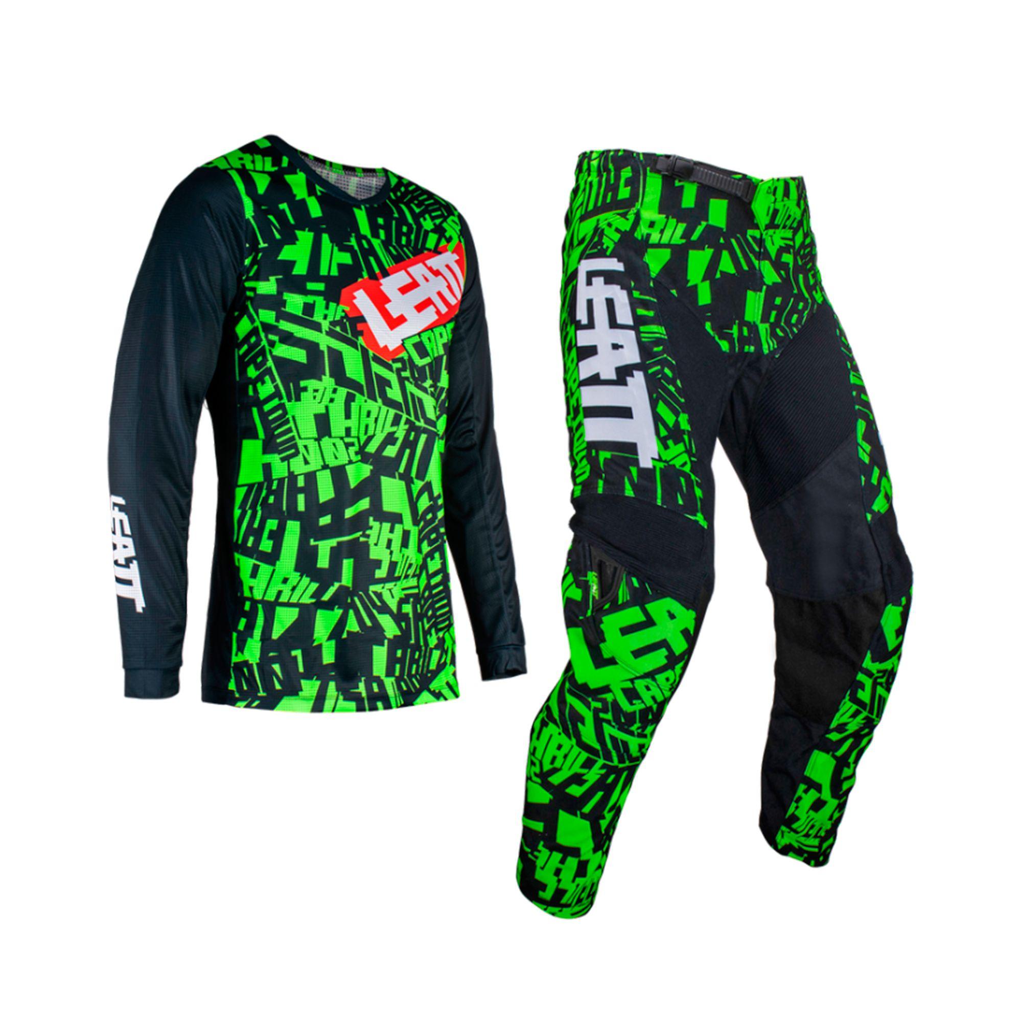 Kit Leatt Moto 3.5 Jersey Con Pantalón Lime-0