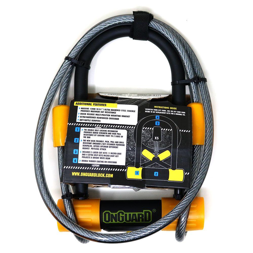 Candado OnGuard Llave U-Lock Bulldog Medium DT Cable 90x175mm-2