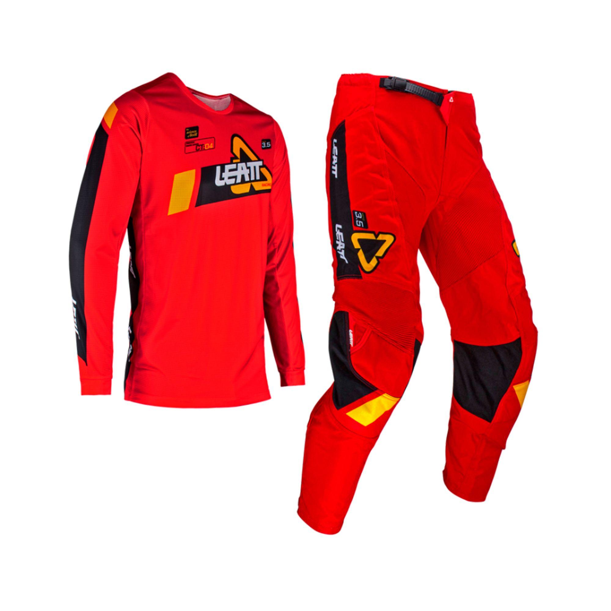 Kit Leatt Moto 3.5 Jersey Con Pantalón Rojo-0