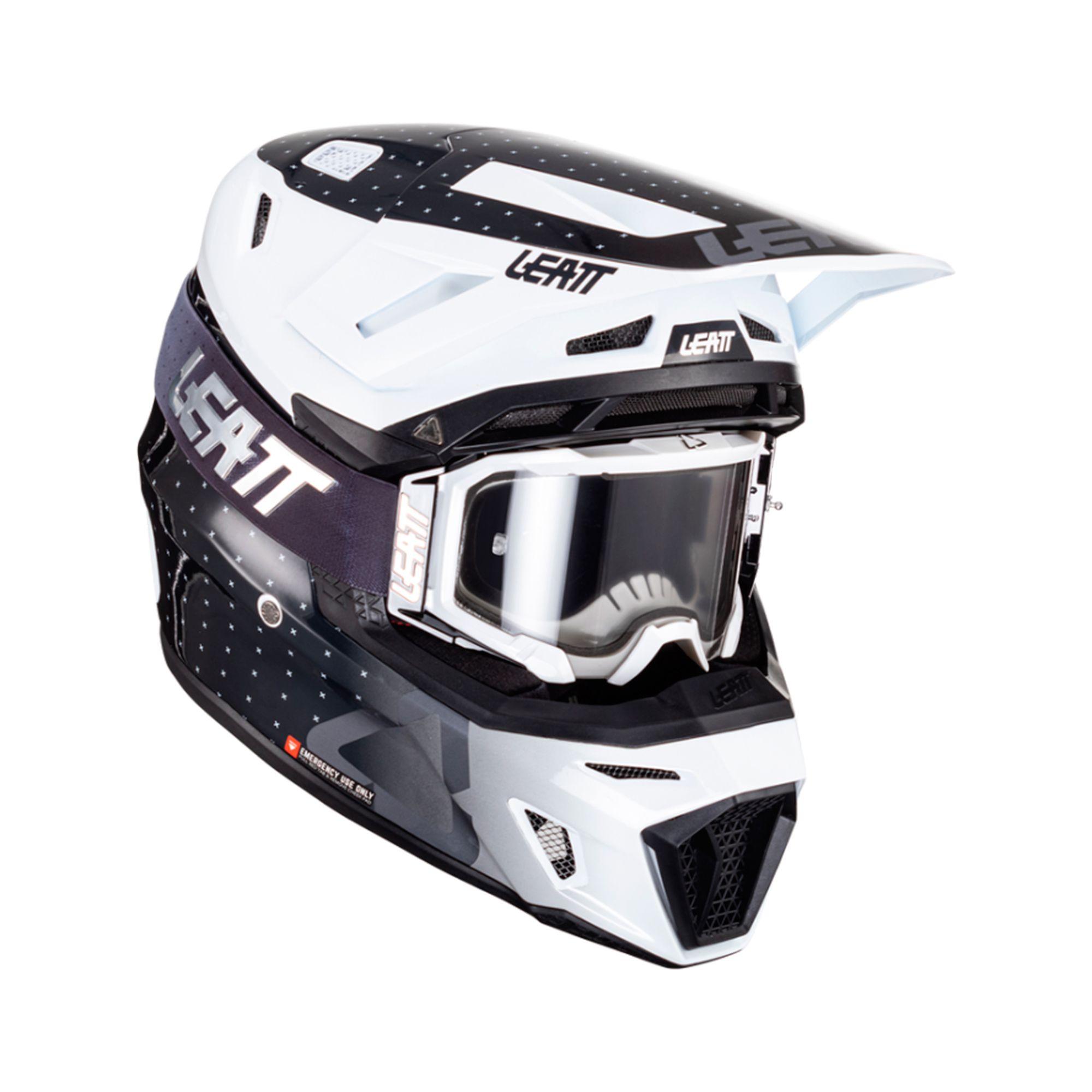 Kit Leatt Casco Con Antiparra Moto 8.5 V24 Negro Blanco L-0