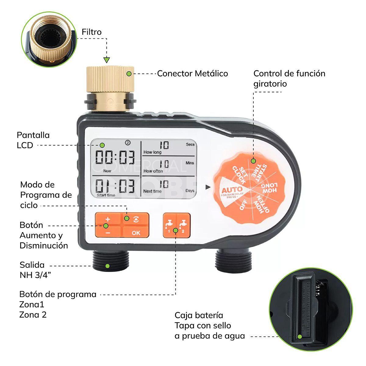 Programador De Riego 2 Salidas Timer Digital-2