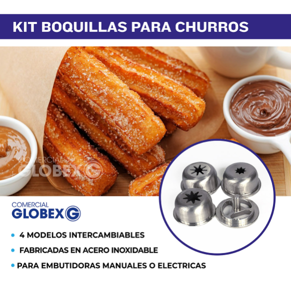 Kit 4 Boquillas De Acero Inoxidable Para Churros-3