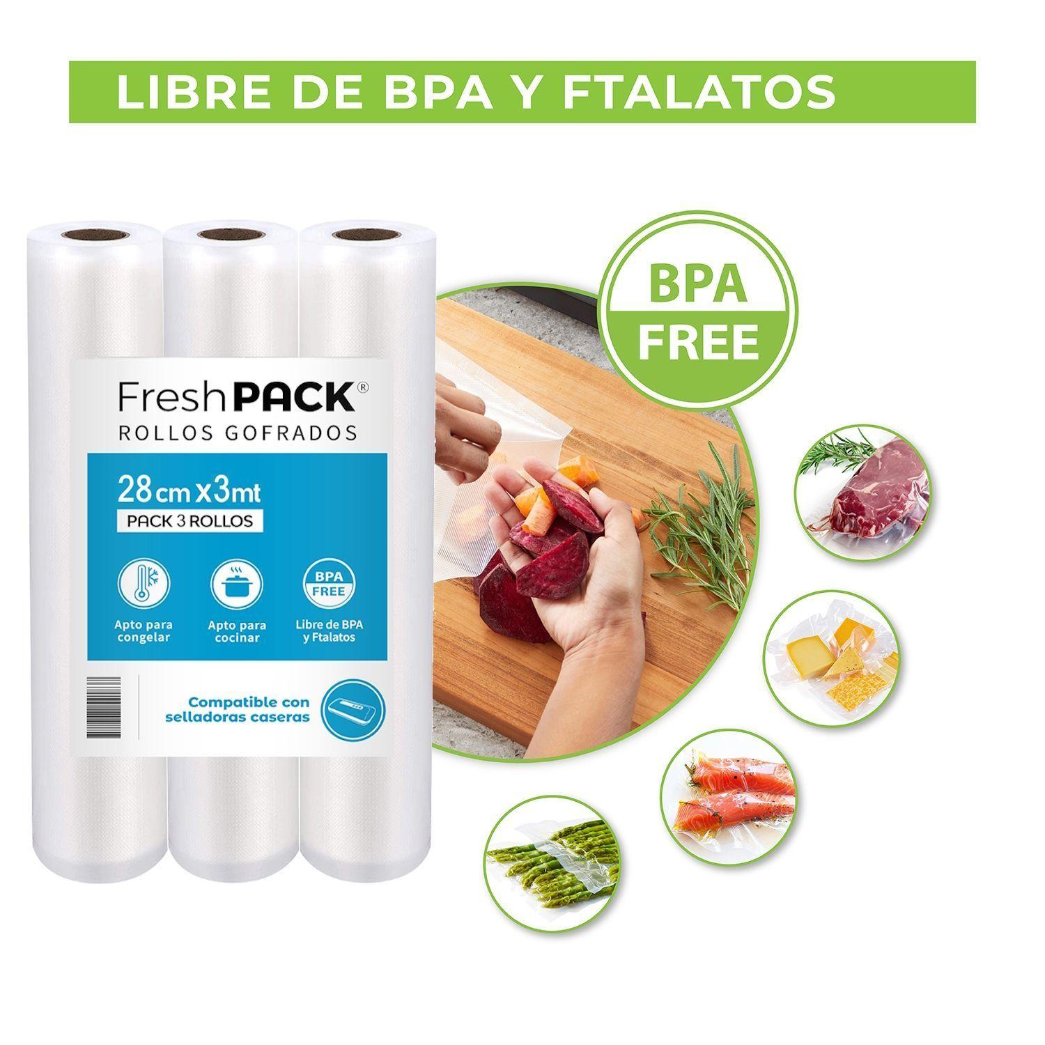 3 Rollos Vacio 28cm X 5mts compatible con Freshpack Oster y otras-2