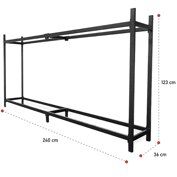 Leñero Estante Para Madera o Leña 240x123x36 Cm-4