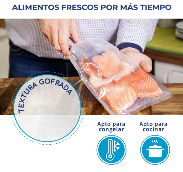 100 Bolsas Sellado Al Vacío Gofradas 20x25 Cms 80 Micras-2