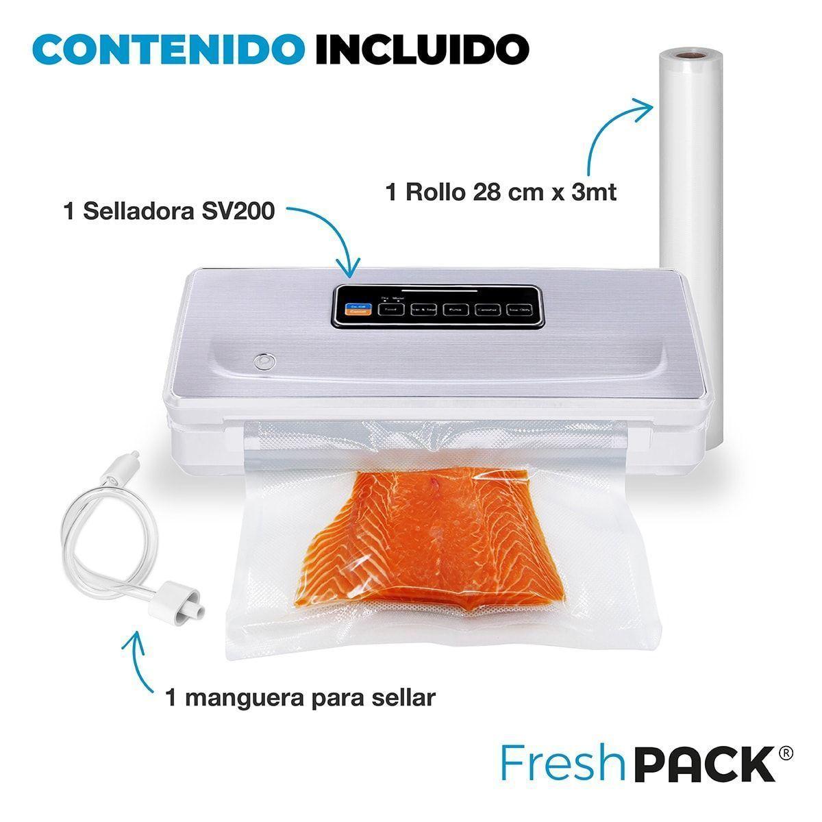 Selladora al vacio inalambrica Freshpack SV200 3 rollos 28x5M-3
