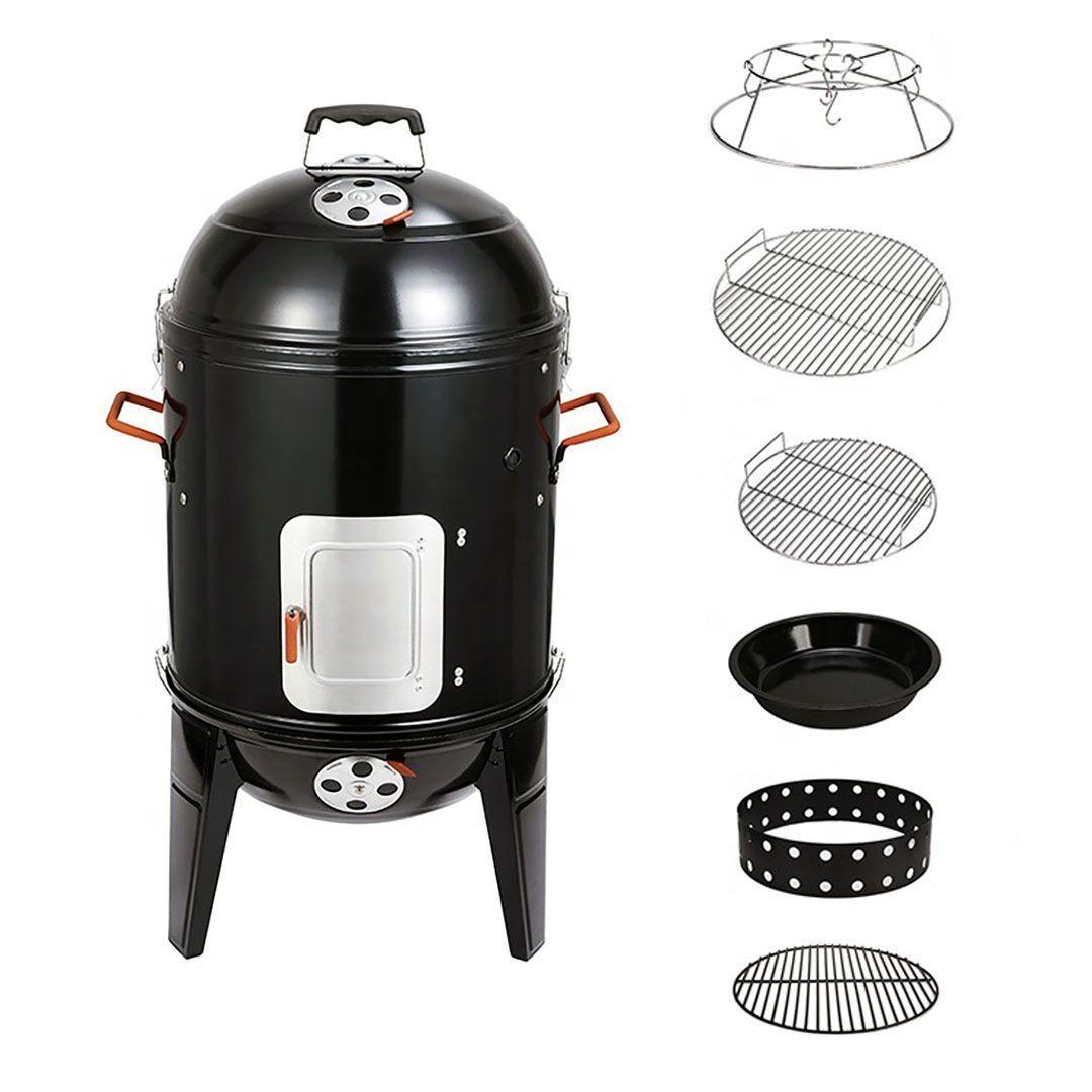 3 en 1 Ahumador y Parrilla a Carbon 44cm + 1 caja de Chip#4 Roble -5