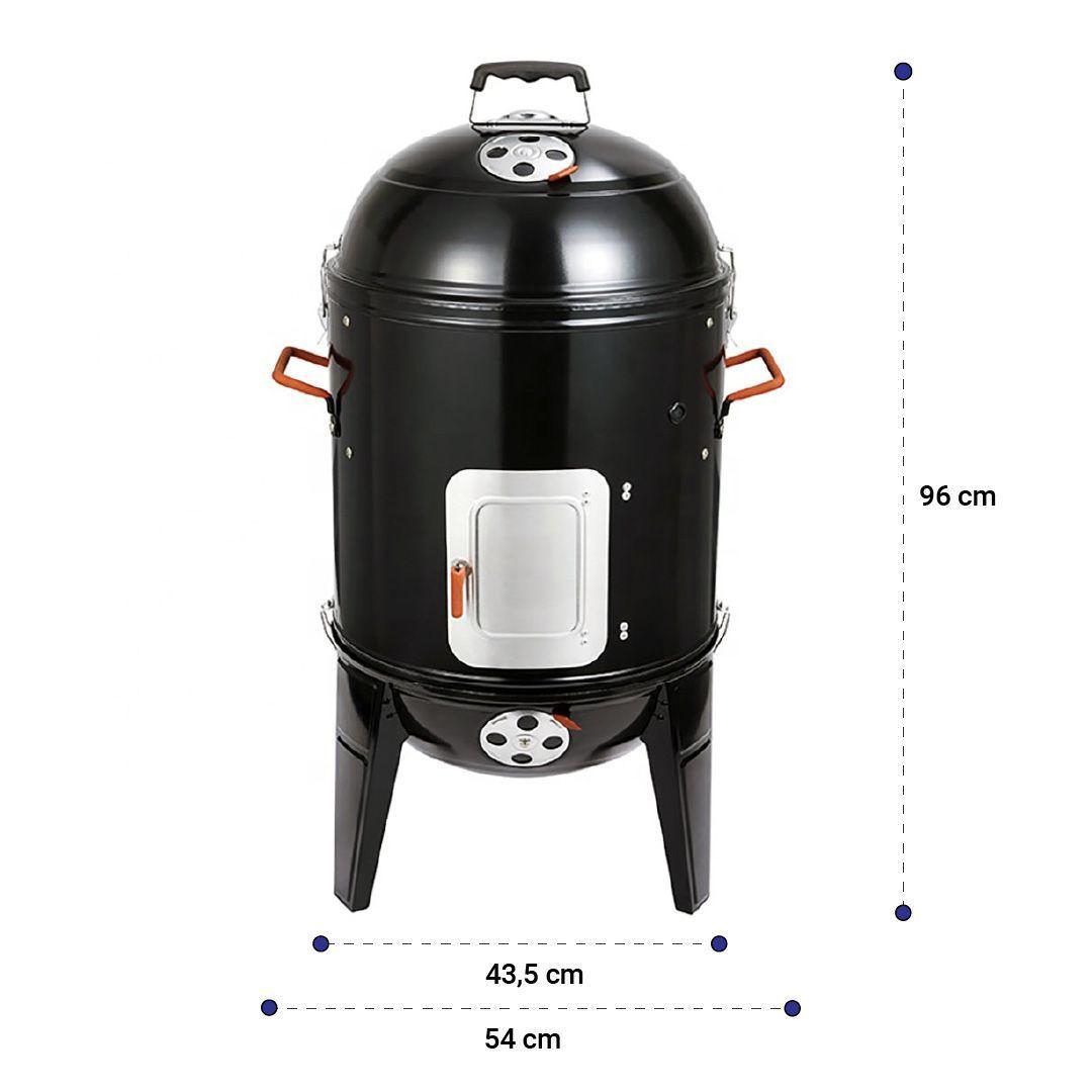 3 en 1 Ahumador y Parrilla a Carbon 44cm + 1 caja de Chip#4 Roble -6