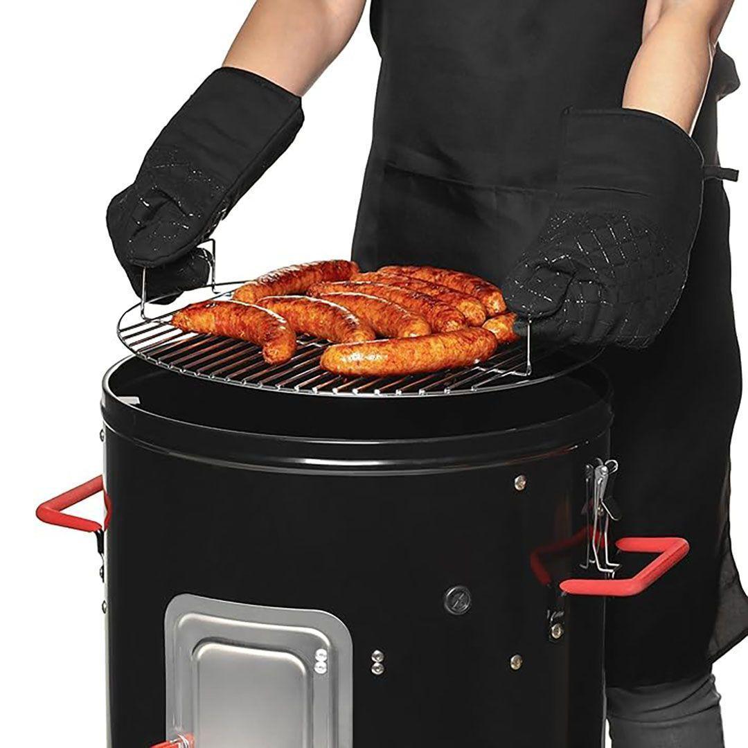 3 en 1 Ahumador y Parrilla a Carbon 44cm + 1 caja de Chip#4 Roble -4