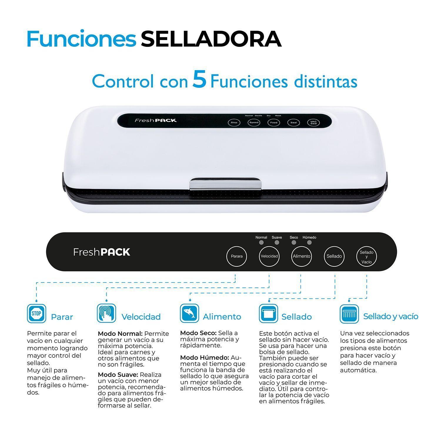 Selladora al Vacío Freshpack + 3 Rollos 22cm X 5mt-3