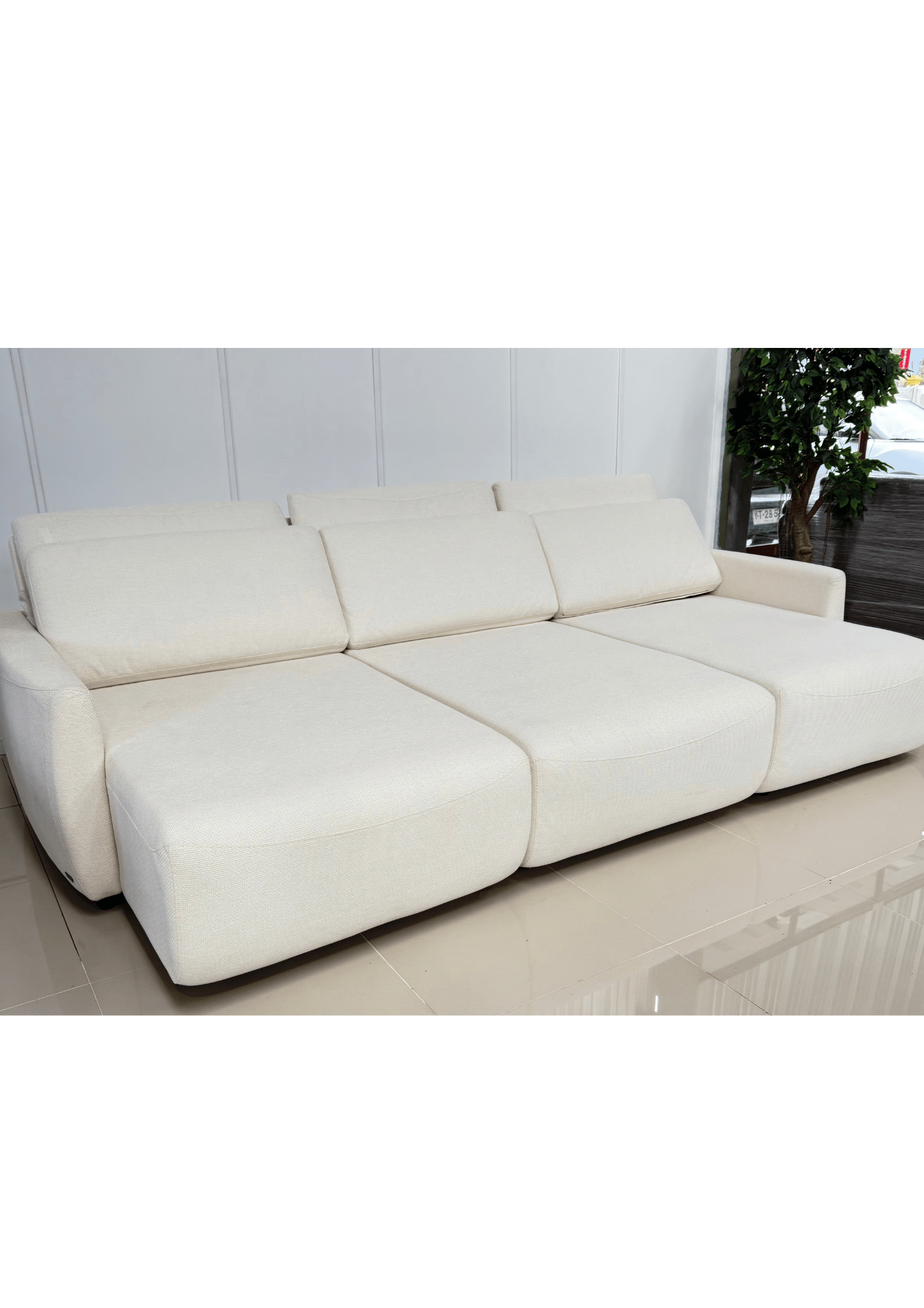 Sofa 5 6 cuerpos Extensible Leeds Sofa vanguardista curvo tela texturizada-2