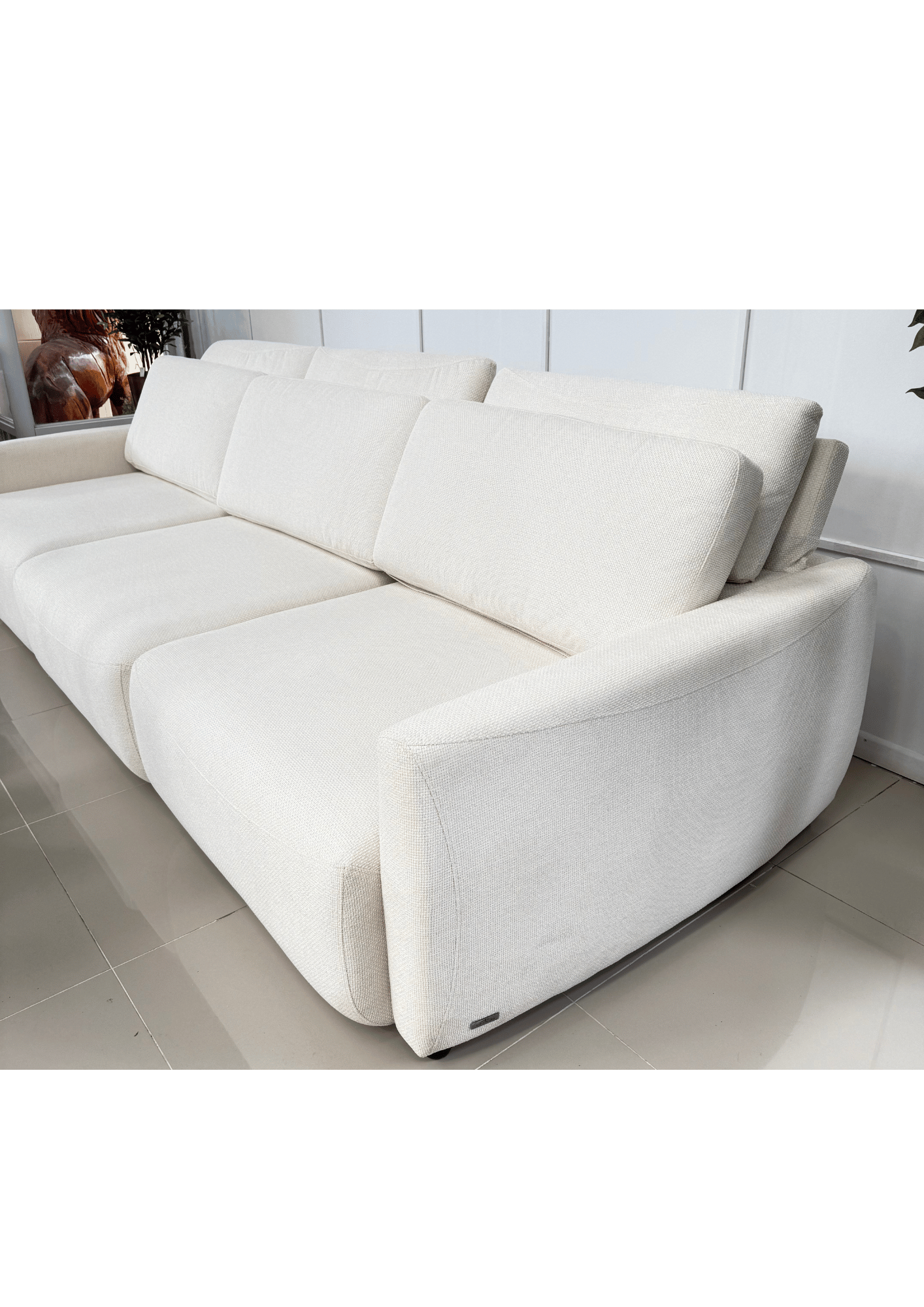 Sofa 5 6 cuerpos Extensible Leeds Sofa vanguardista curvo tela texturizada-4