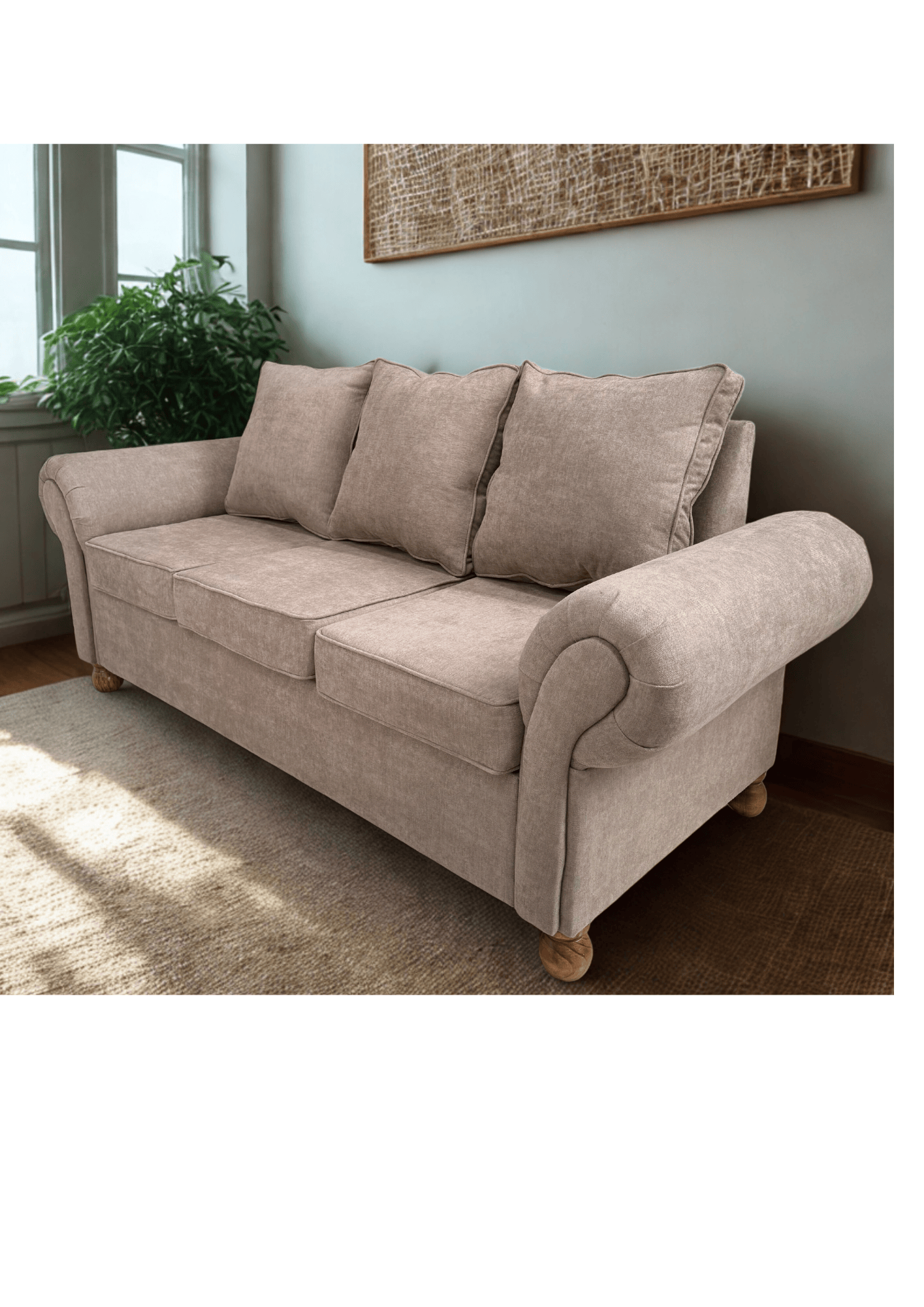 Sofá 3 cuerpos Pamela, brazos curvos, espalda alta | diseño y confort-2