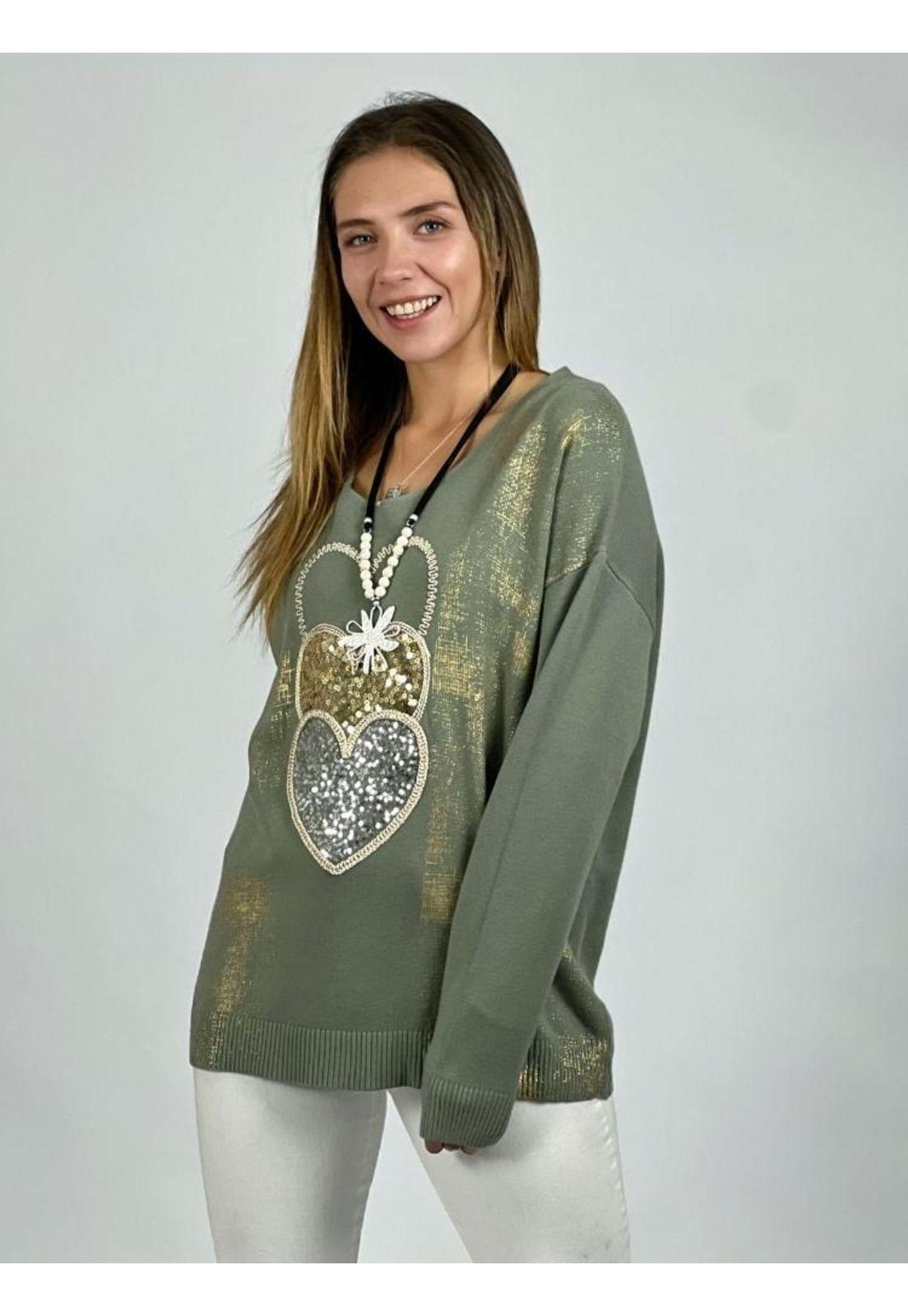 Sweater Spandex triple Corazón con Brillos-0