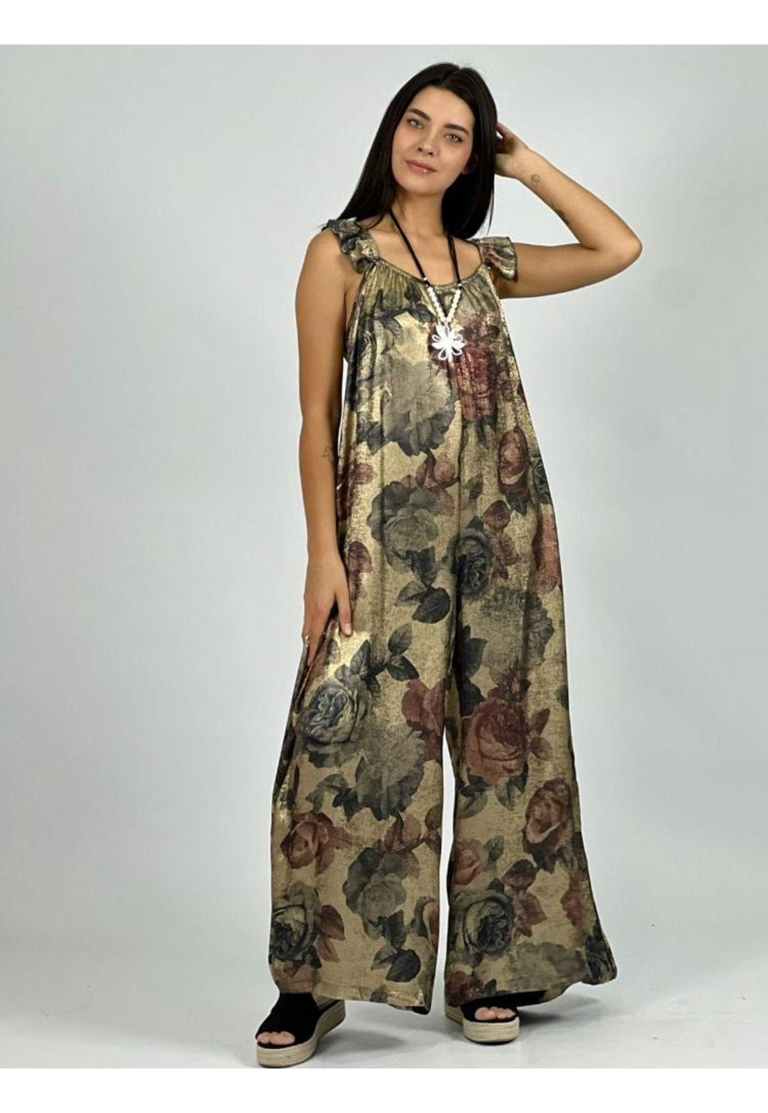 Enterito Viscosa Dorado con Flores Burdeo Enigmática Boutique-0