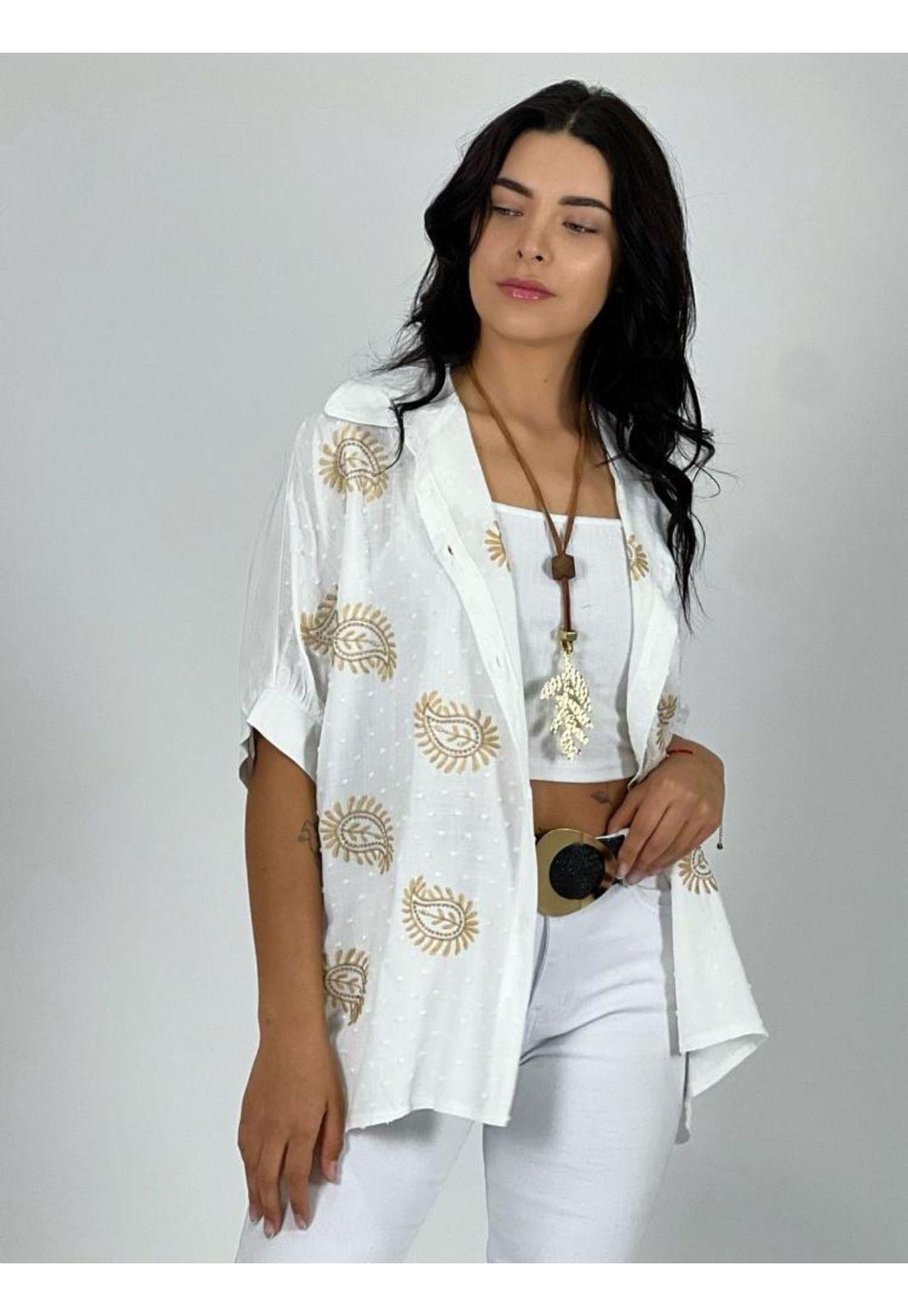 Blusa Viscosa Bordado De Hojas-0